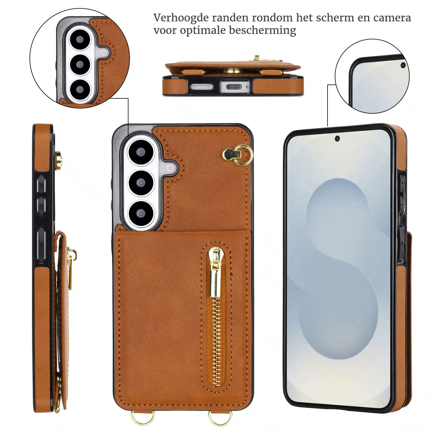 Solidenz Fashion Portemonnee hoesje met koord Samsung Galaxy S26 – Bruin - Afbeelding 4