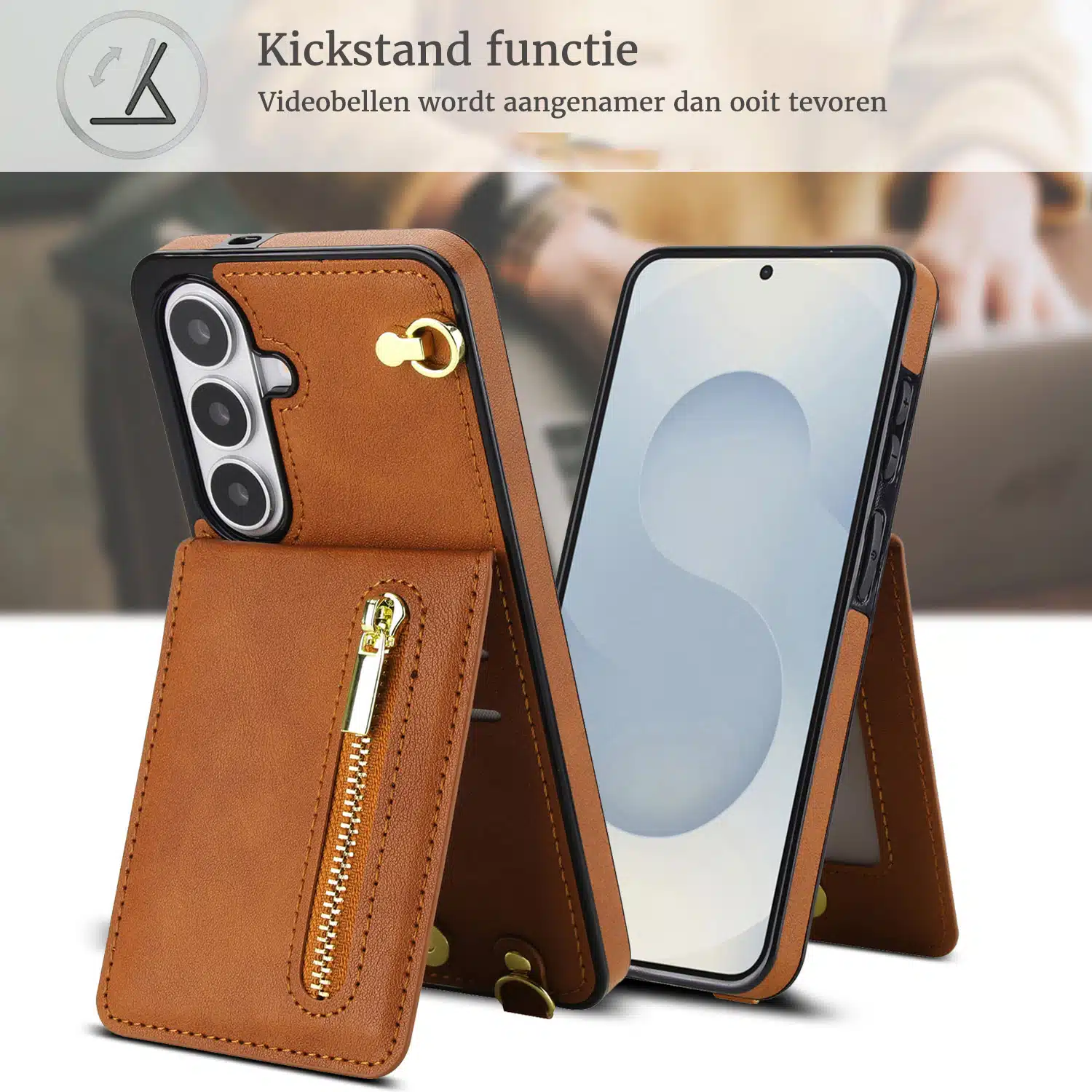 Solidenz Fashion Portemonnee hoesje met koord Samsung Galaxy S26 – Bruin - Afbeelding 6