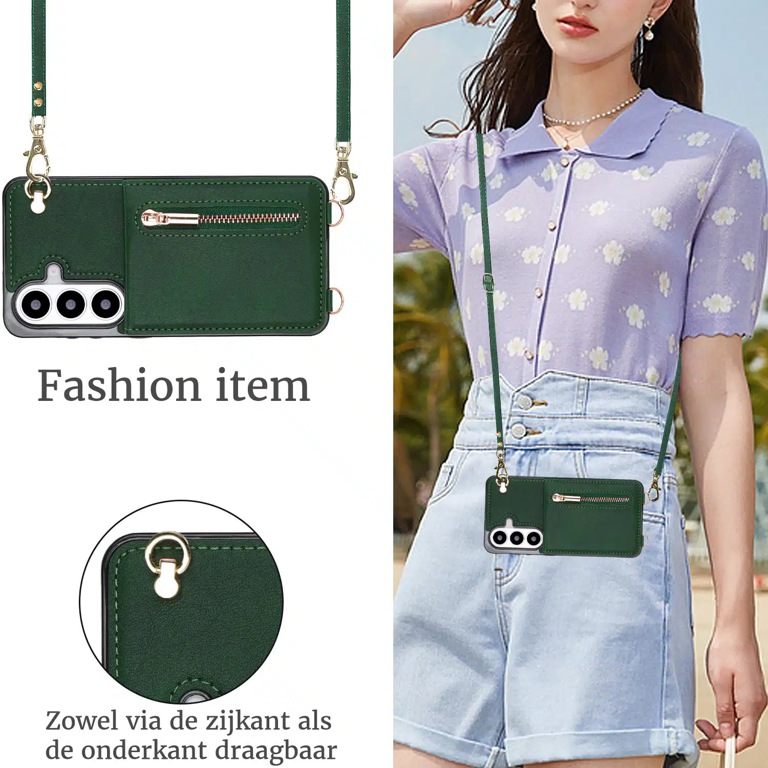 Solidenz Fashion Portemonnee hoesje met koord Samsung Galaxy S26 – Groen - Afbeelding 3