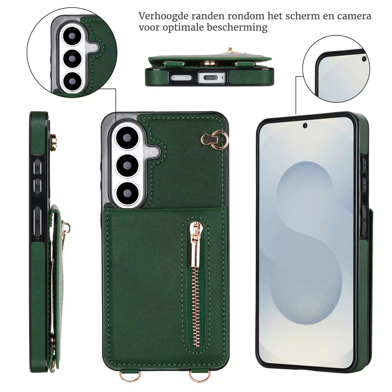 Solidenz Fashion Portemonnee hoesje met koord Samsung Galaxy S26 – Groen - Afbeelding 4