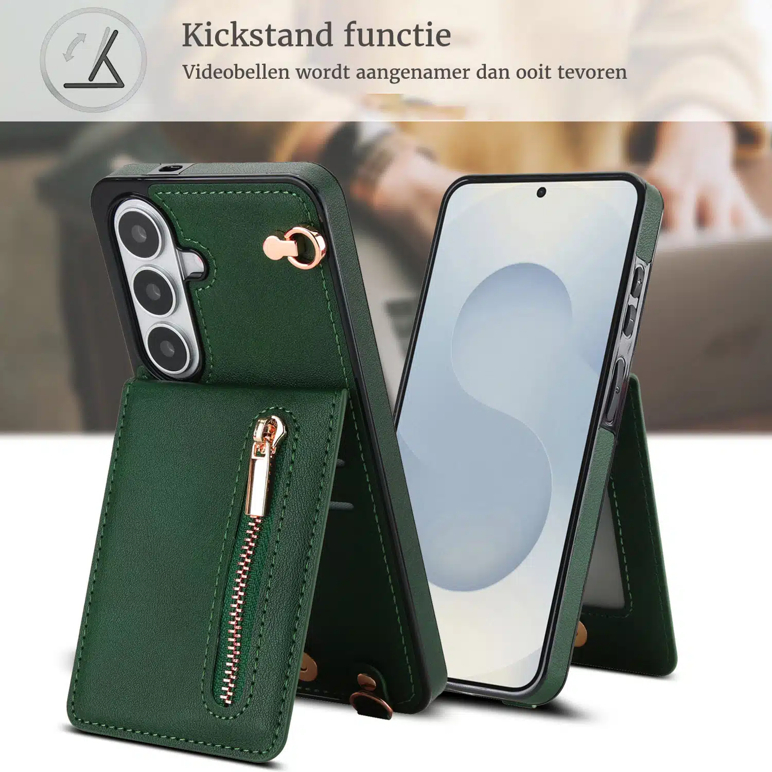 Solidenz Fashion Portemonnee hoesje met koord Samsung Galaxy S26 – Groen - Afbeelding 5