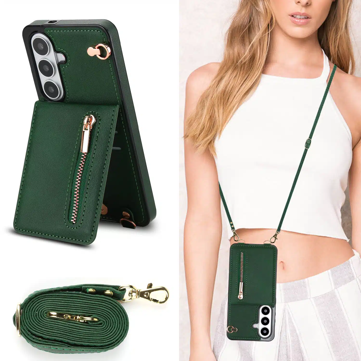 Solidenz Fashion Portemonnee hoesje met koord Samsung Galaxy S26 – Groen - Afbeelding 6