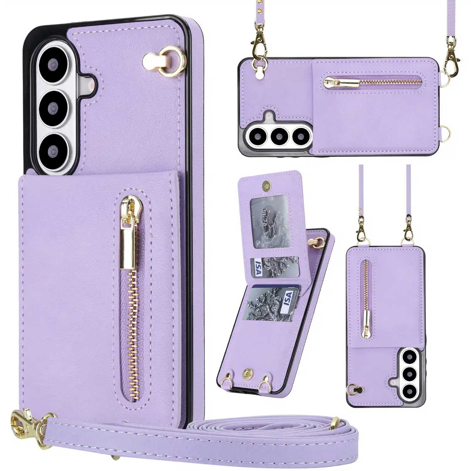 Solidenz Fashion Portemonnee hoesje met koord Samsung Galaxy S26 – Paars - Afbeelding 1