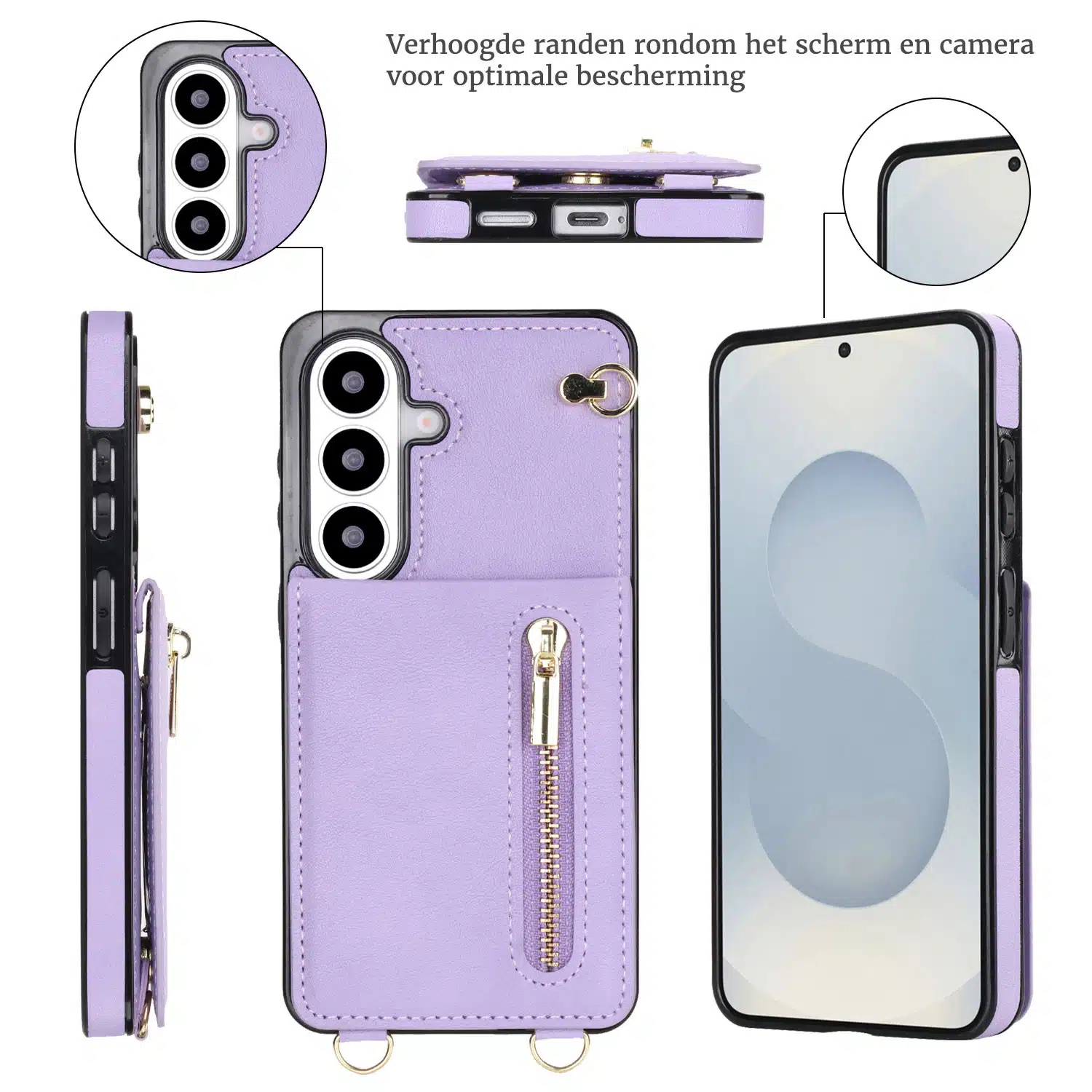 Solidenz Fashion Portemonnee hoesje met koord Samsung Galaxy S26 – Paars - Afbeelding 4