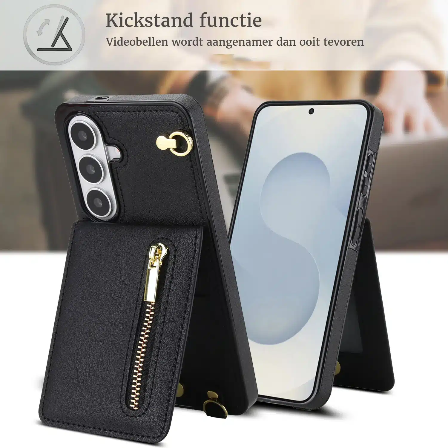 Solidenz Fashion Portemonnee hoesje met koord Samsung Galaxy S26 Plus – Zwart - Afbeelding 11