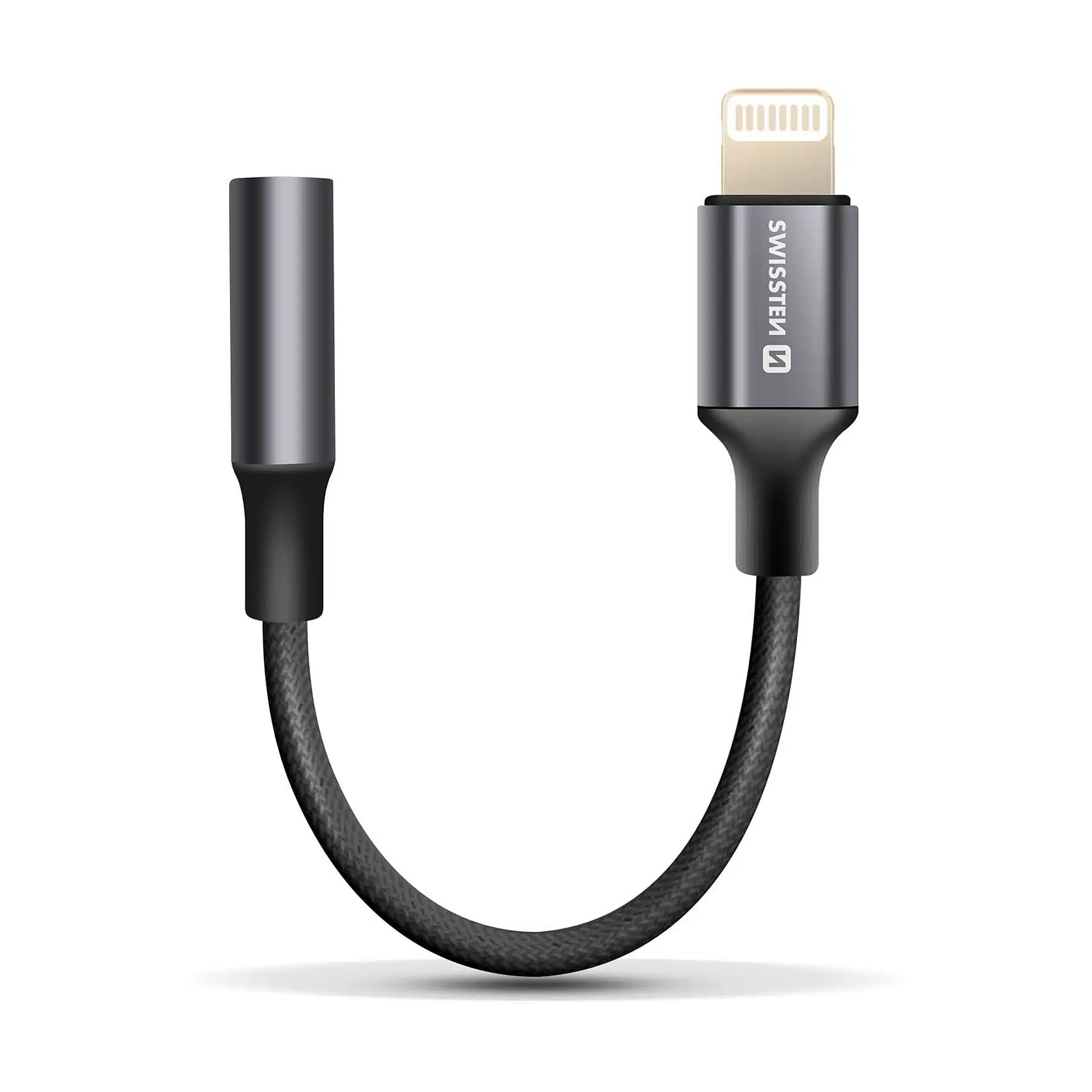 Swissten - Audio Adapter - Lightning - Jack 3.5mm - 0.15m - iPhone - Zwart - Afbeelding 2
