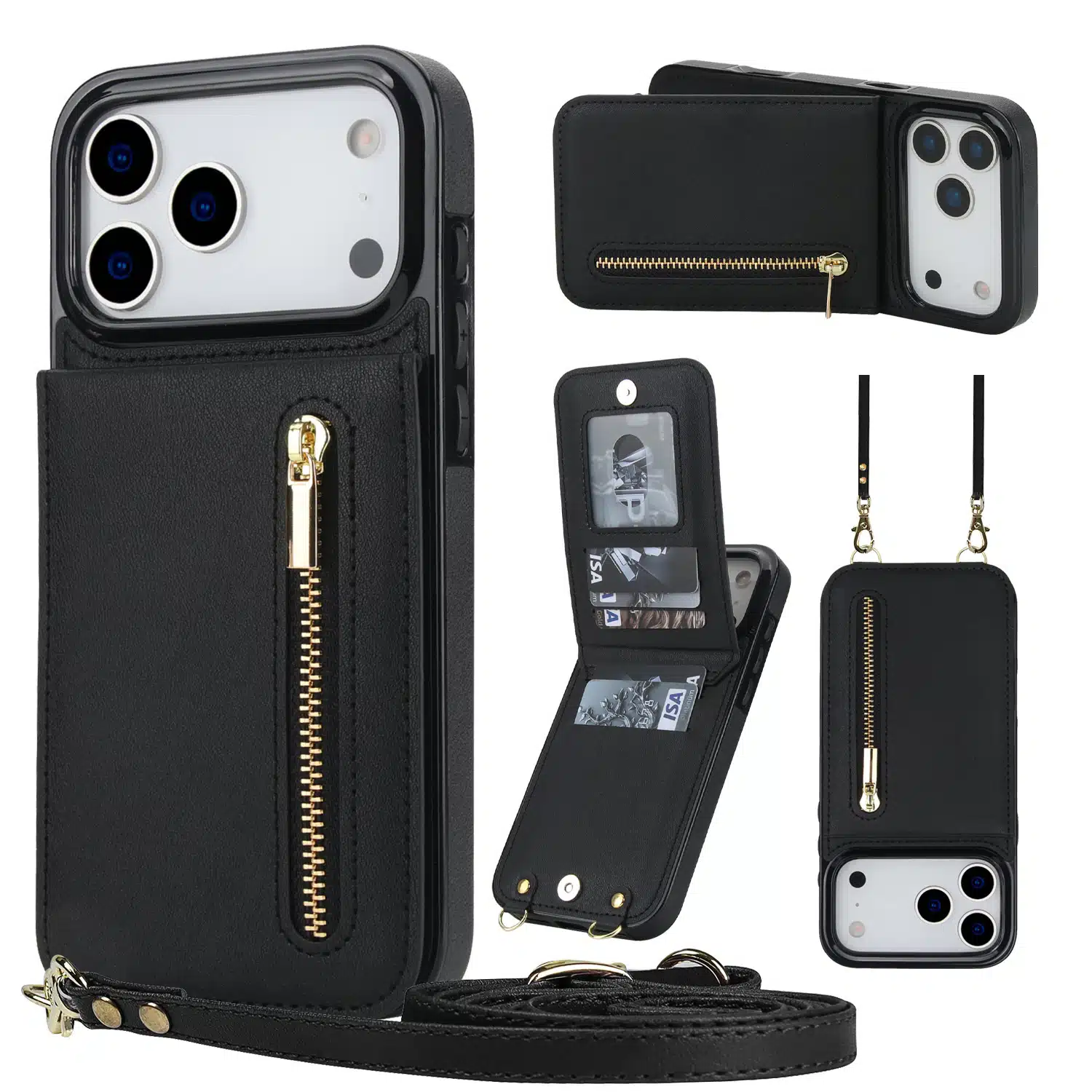 Solidenz-Fashion-Portemonnee-hoesje-met-koord-iPhone-17-Pro-Max-Zwart-1