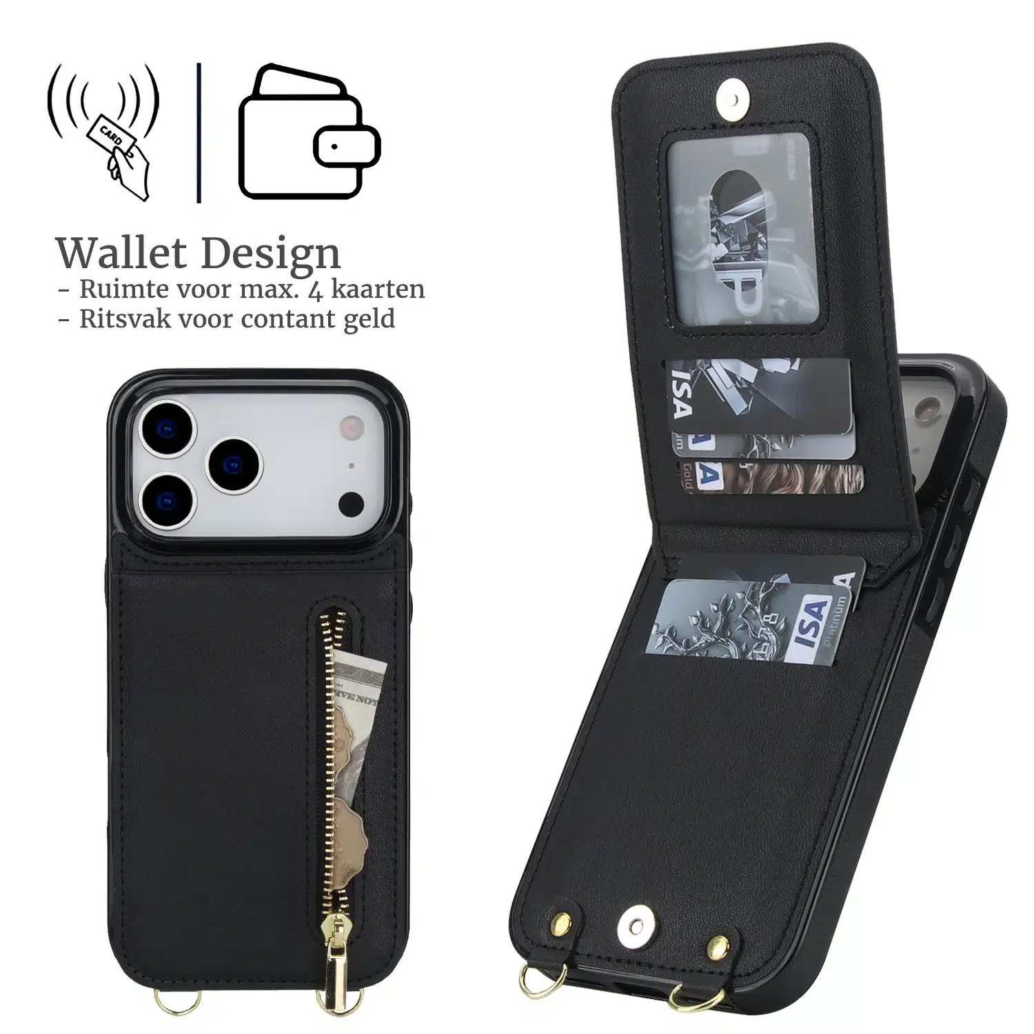 Solidenz-Fashion-Portemonnee-hoesje-met-koord-iPhone-17-Pro-Max-Zwart-2