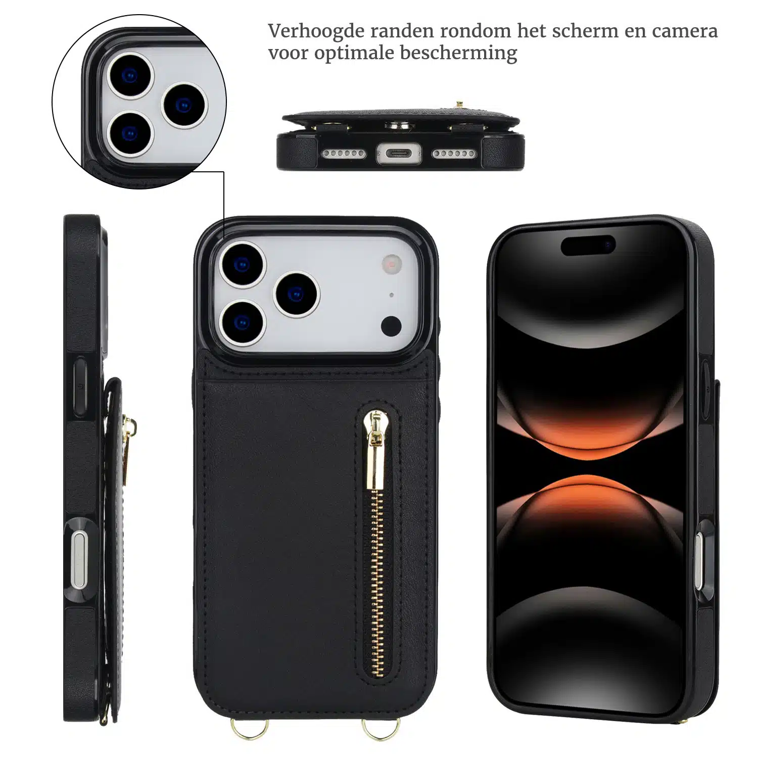 Solidenz-Fashion-Portemonnee-hoesje-met-koord-iPhone-17-Pro-Max-Zwart-3
