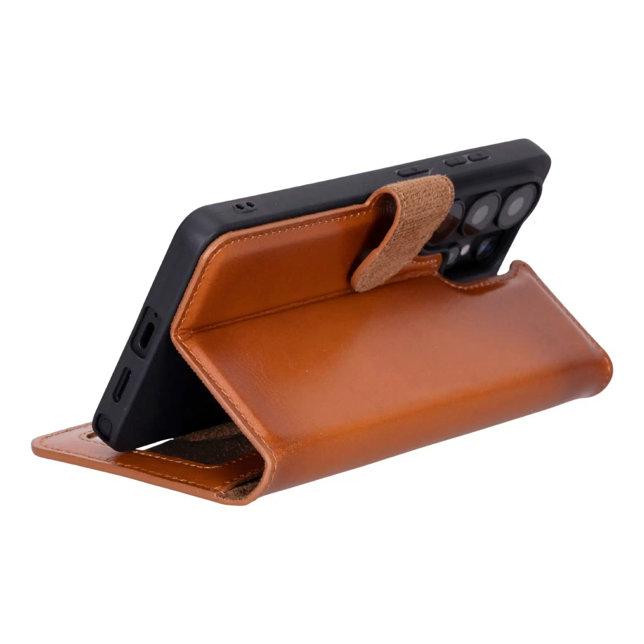 Solidenz Moda Book Samsung Galaxy S26 Ultra echt leren hoesje - DonkerBruin - Afbeelding 4