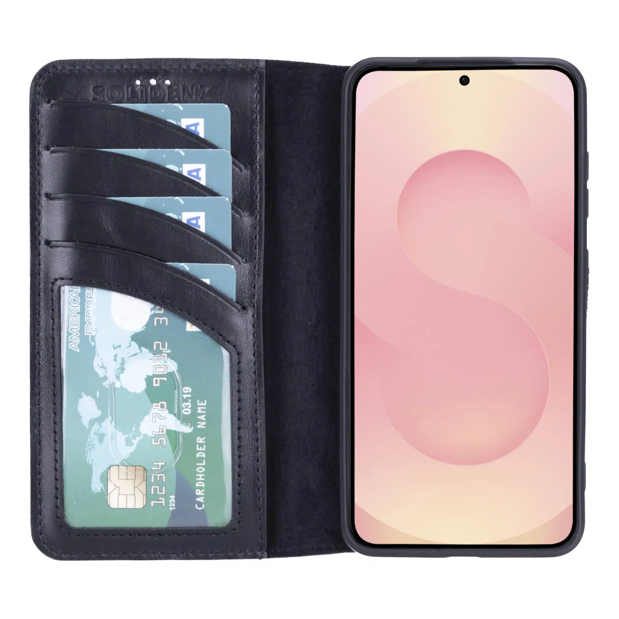 Solidenz Moda Book Samsung Galaxy S26 Ultra echt leren hoesje – Zwart - Afbeelding 3