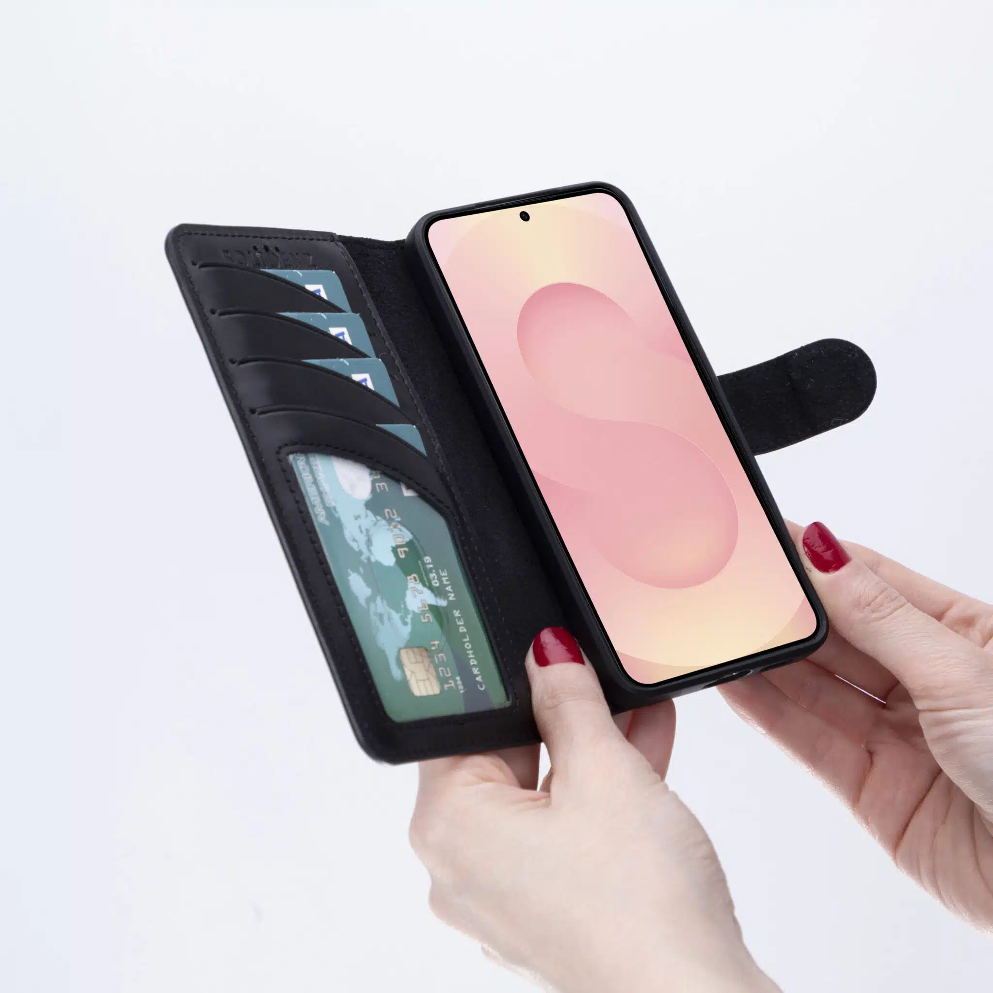 Solidenz Moda Book Samsung Galaxy S26 Ultra echt leren hoesje – Zwart - Afbeelding 2