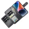 Multiple Pockets Magnetic 2 in 1 Wallet Iphone 17 Pro-Zwart-2-Cityhoesje.nl