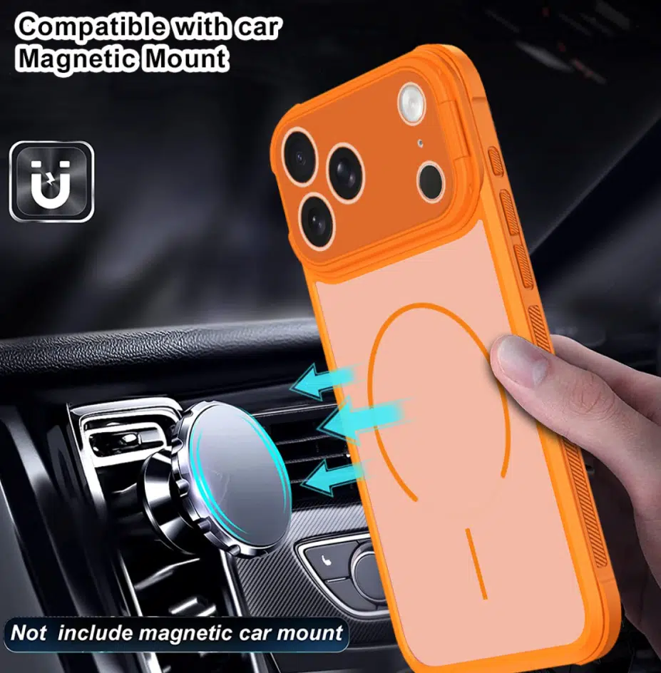 Cityhoesje-Backcover Camera Shutter Magnetic MagSafe-kickstand – iPhone 17 Pro Max-18 Pro Max-Oranje - Afbeelding 3
