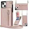 Solidenz Fashion Wallet hoesje met koord iPhone 15 – Roségoud - Thumbnail Image 1