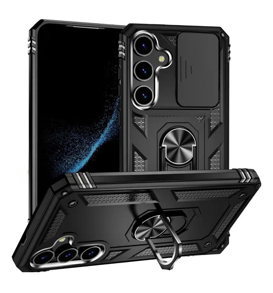 Samsung A37-Camera Protection Kickstand Ring Armor-Zwart-1-Cityhoesje.nl