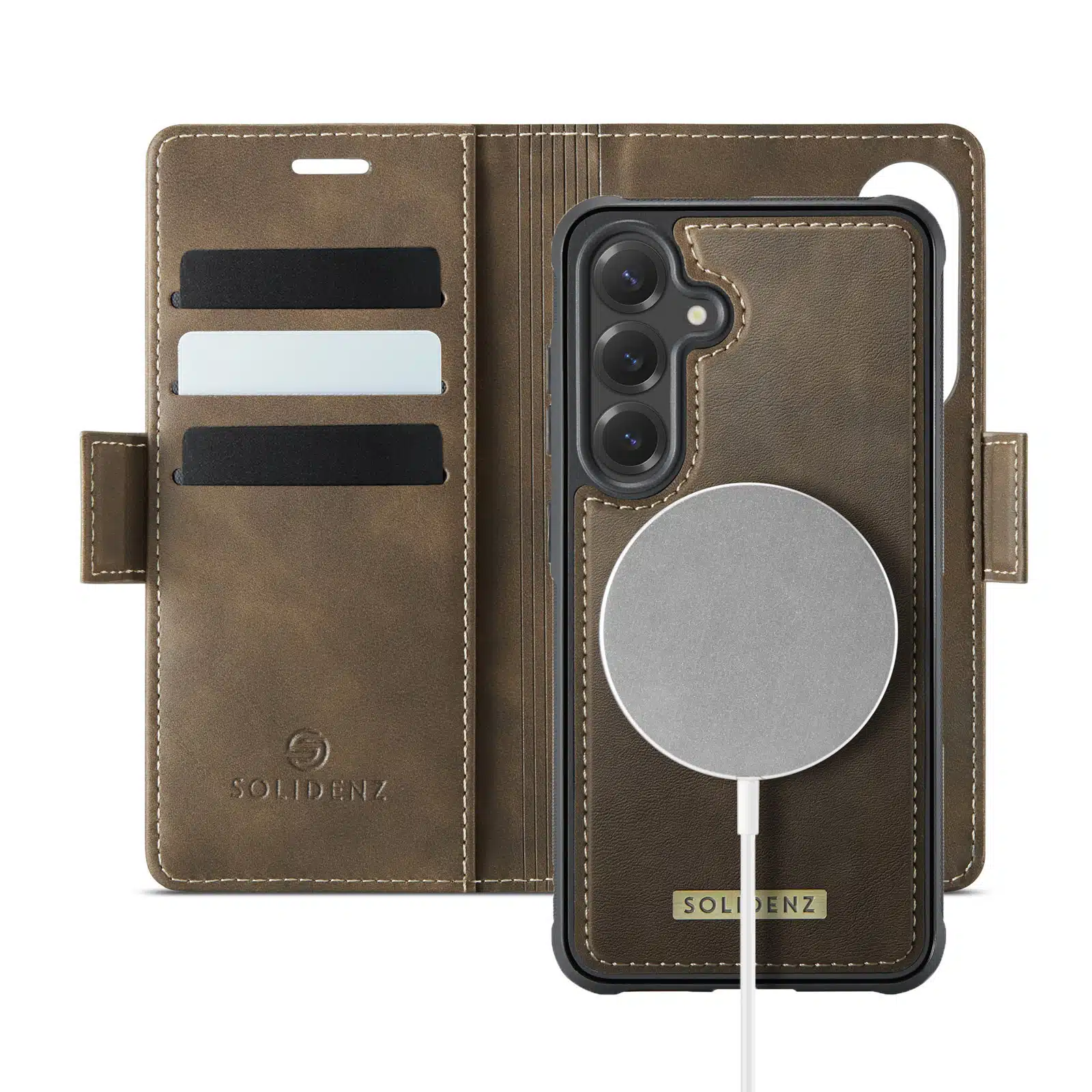 Solidenz 2-in-1 MagSafe Wallet Case voor Samsung Galaxy S26 Plus – Bruin - Afbeelding 1