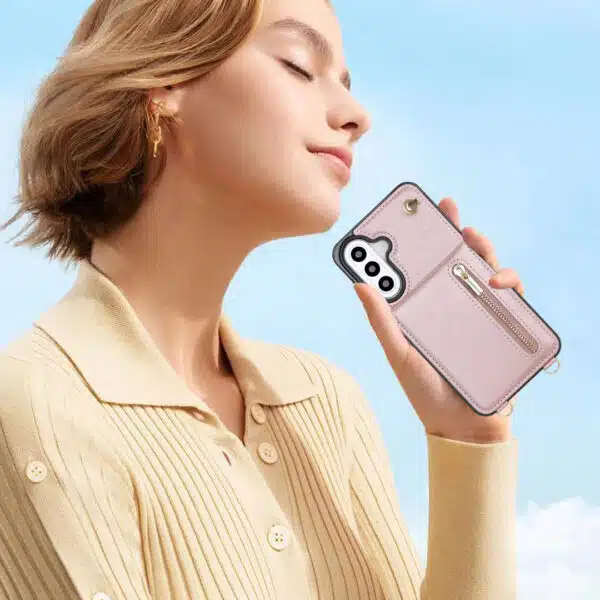 Solidenz Fashion Portemonnee hoesje met koord Samsung Galaxy A57 – Roségoud - Afbeelding 5