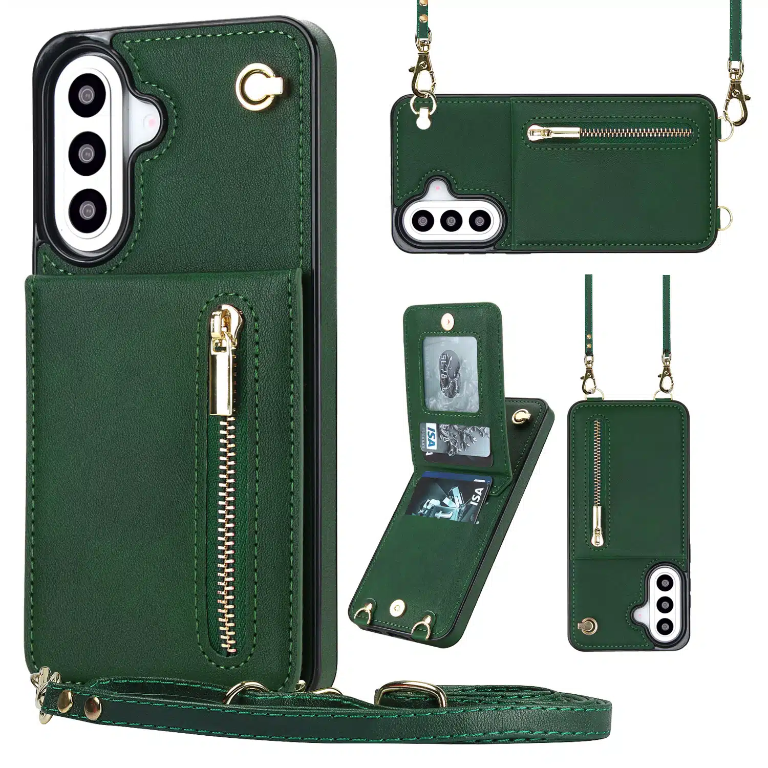 Solidenz Fashion Portemonnee hoesje met koord Samsung Galaxy A57 – Groen - Afbeelding 1