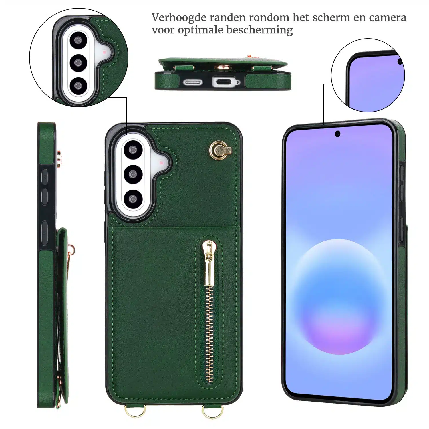 Solidenz Fashion Portemonnee hoesje met koord Samsung Galaxy A57 – Groen - Afbeelding 4