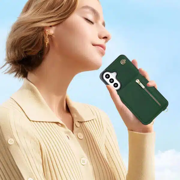 Solidenz Fashion Portemonnee hoesje met koord Samsung Galaxy A57 – Groen - Afbeelding 6