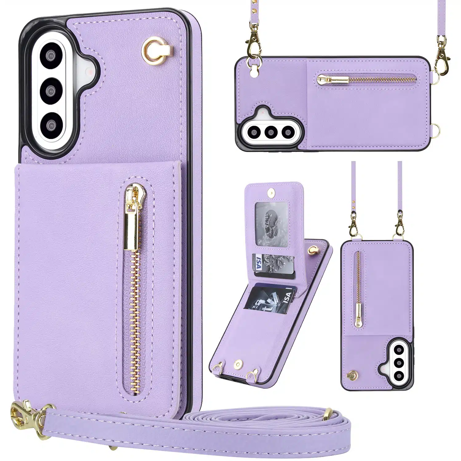 Solidenz Fashion Portemonnee hoesje met koord Samsung Galaxy A57 – Paars - Afbeelding 1