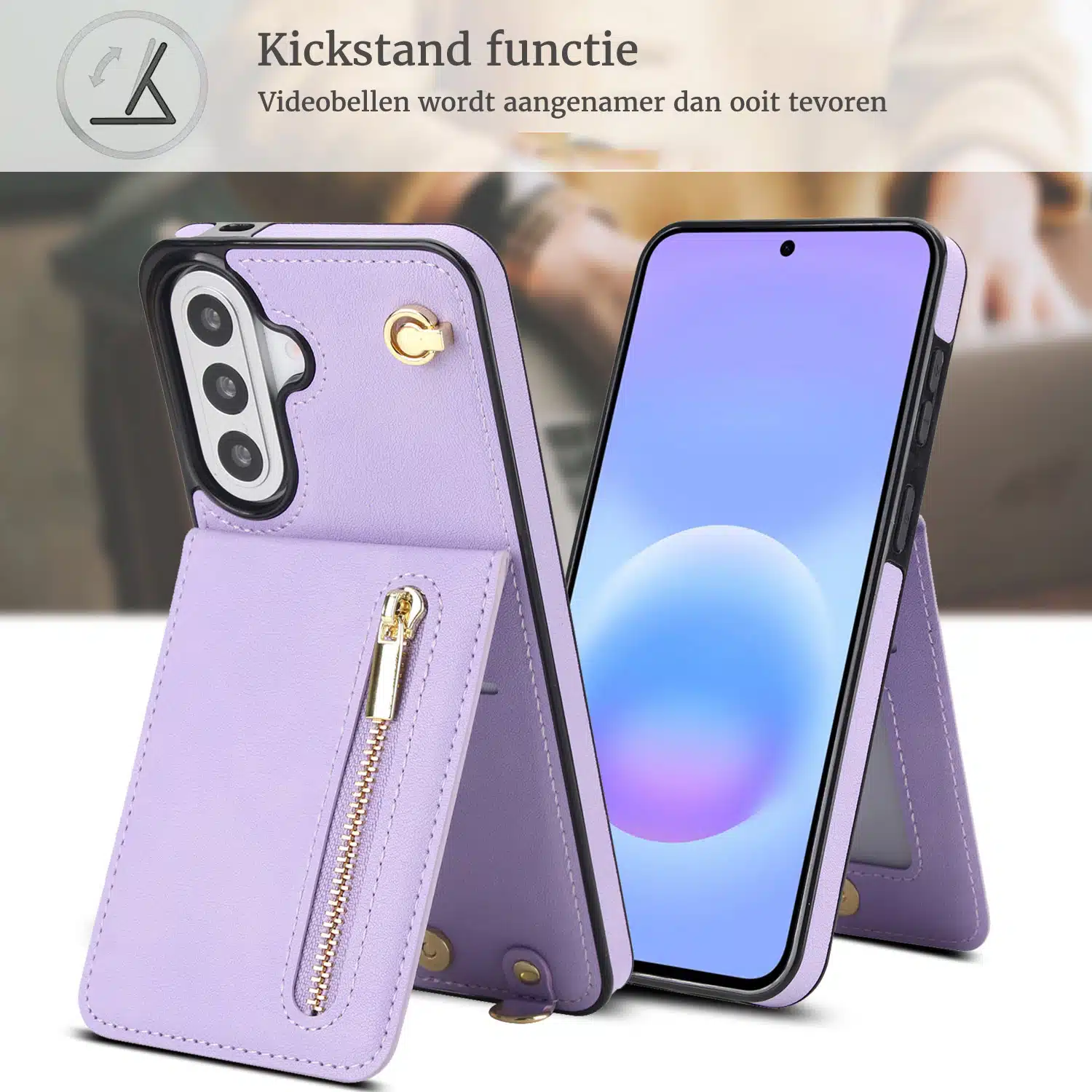 Solidenz Fashion Portemonnee hoesje met koord Samsung Galaxy A57 – Paars - Afbeelding 5
