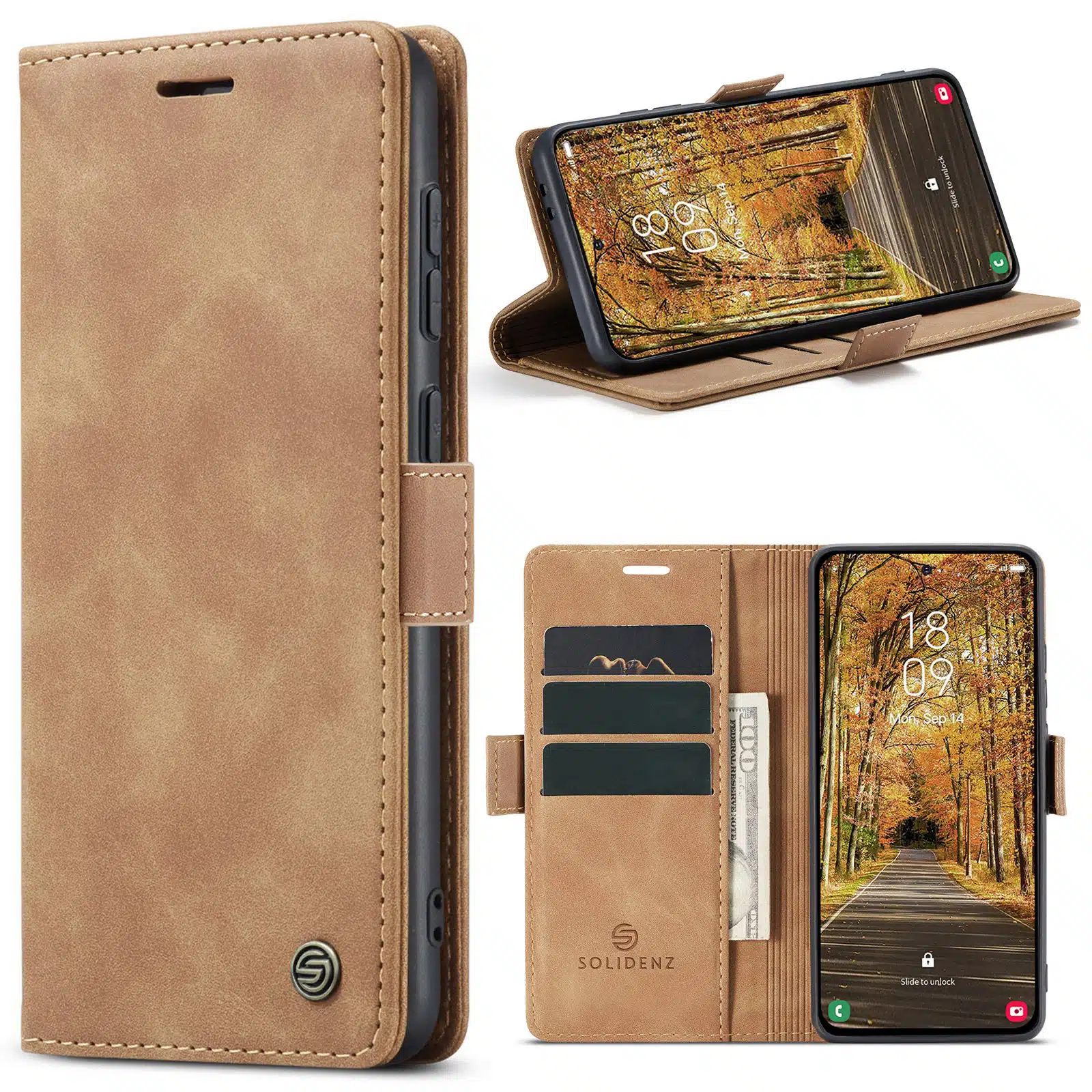 Solidenz Urban Book Samsung Galaxy S26 Plus hoesje – Bruin - Afbeelding 1