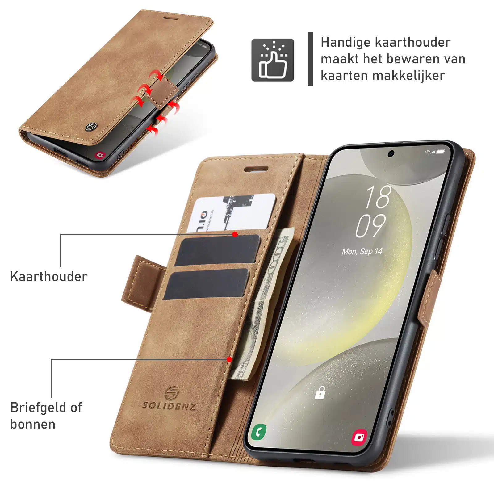Solidenz Urban Book Samsung Galaxy S26 Plus hoesje – Bruin - Afbeelding 6