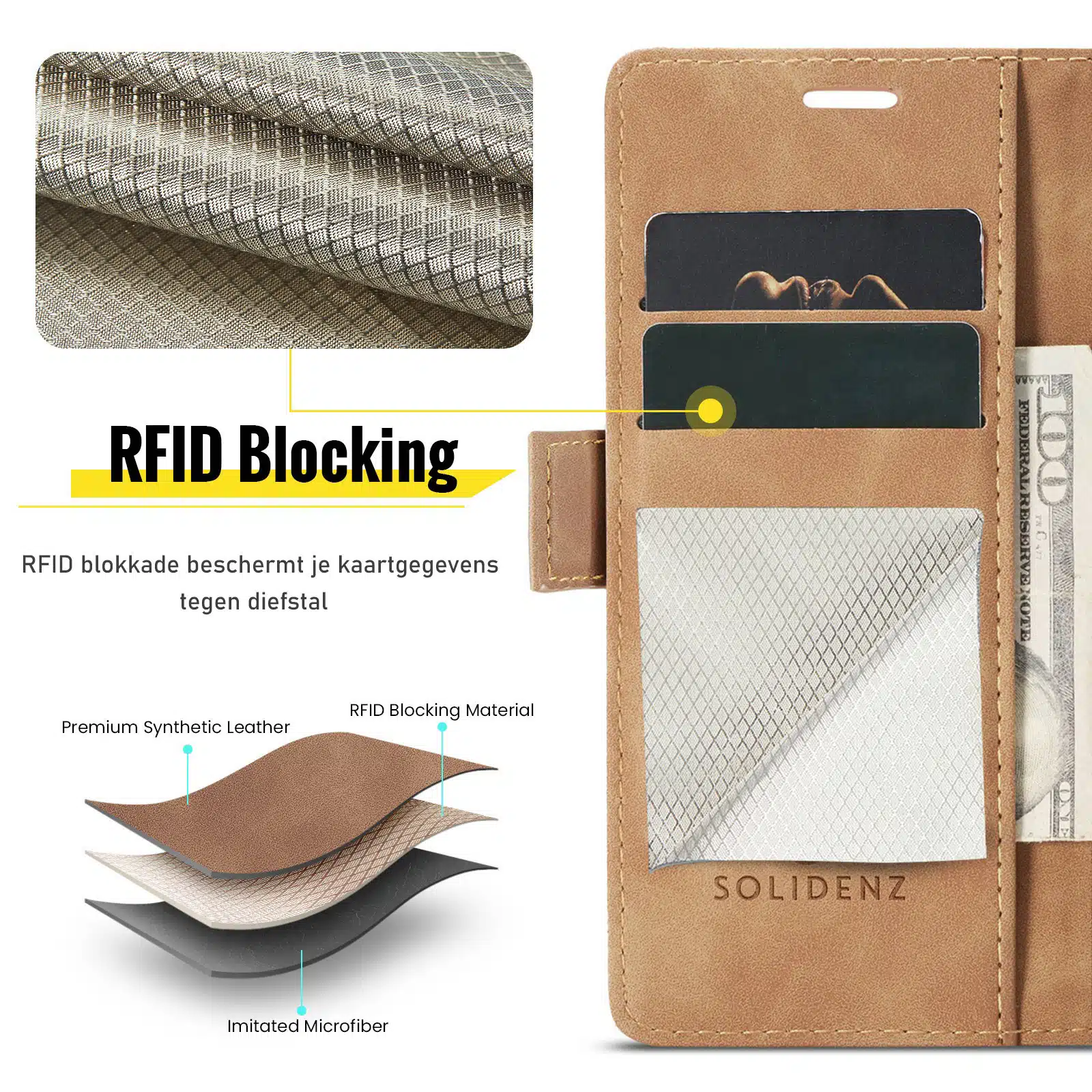 Solidenz Urban Book Samsung Galaxy S26 Plus hoesje – Bruin - Afbeelding 9
