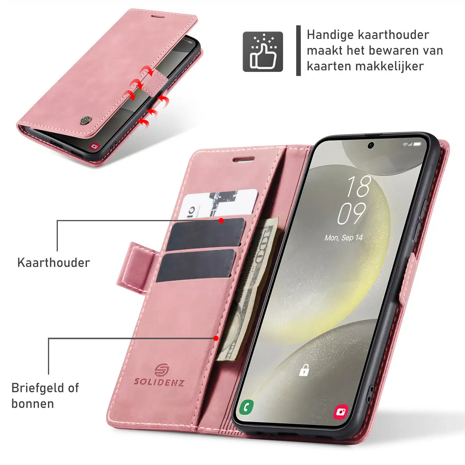 Solidenz Urban Book Samsung Galaxy S26 Plus hoesje – Roze - Afbeelding 6