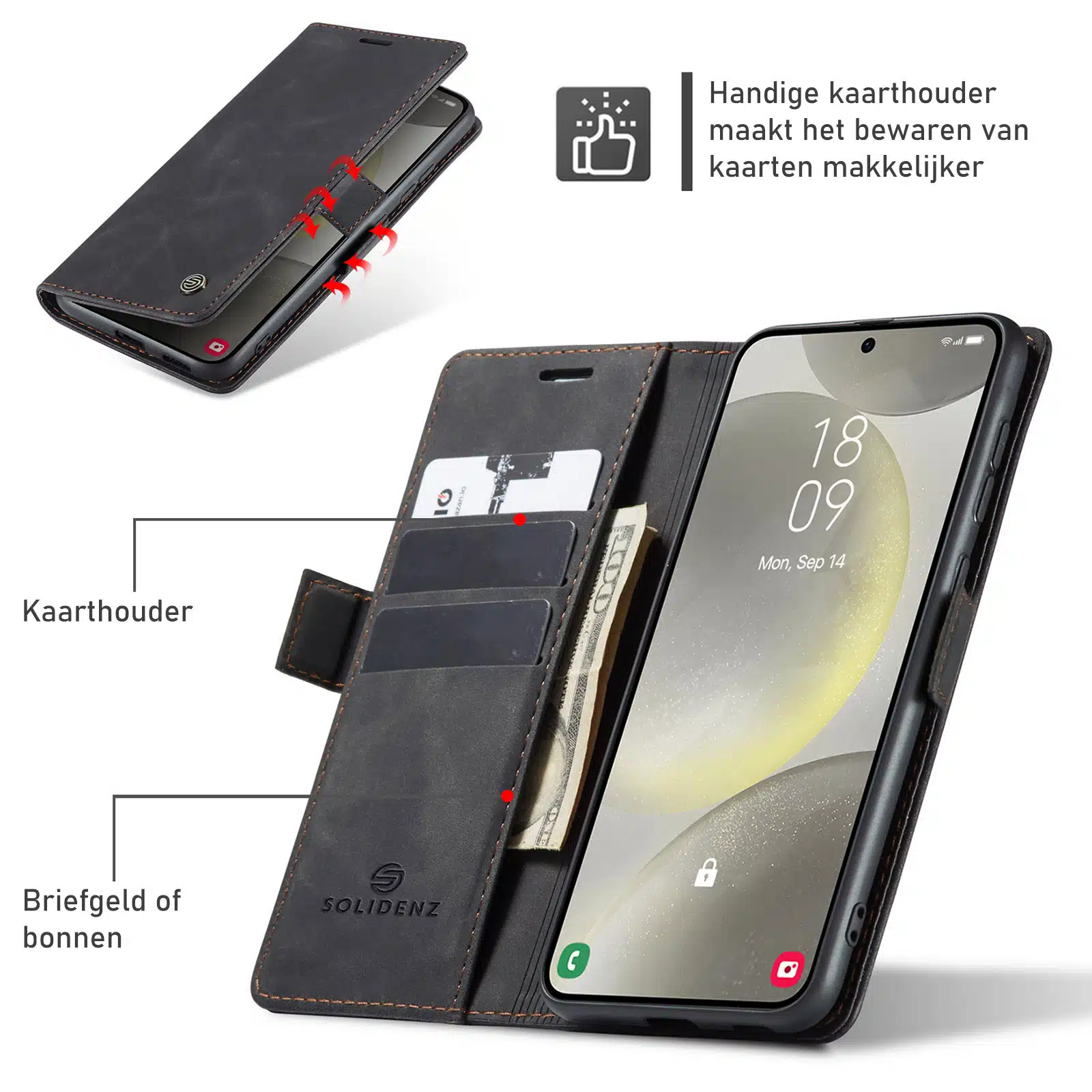 Solidenz Urban Book Samsung Galaxy S26 Plus hoesje – Zwart - Afbeelding 6