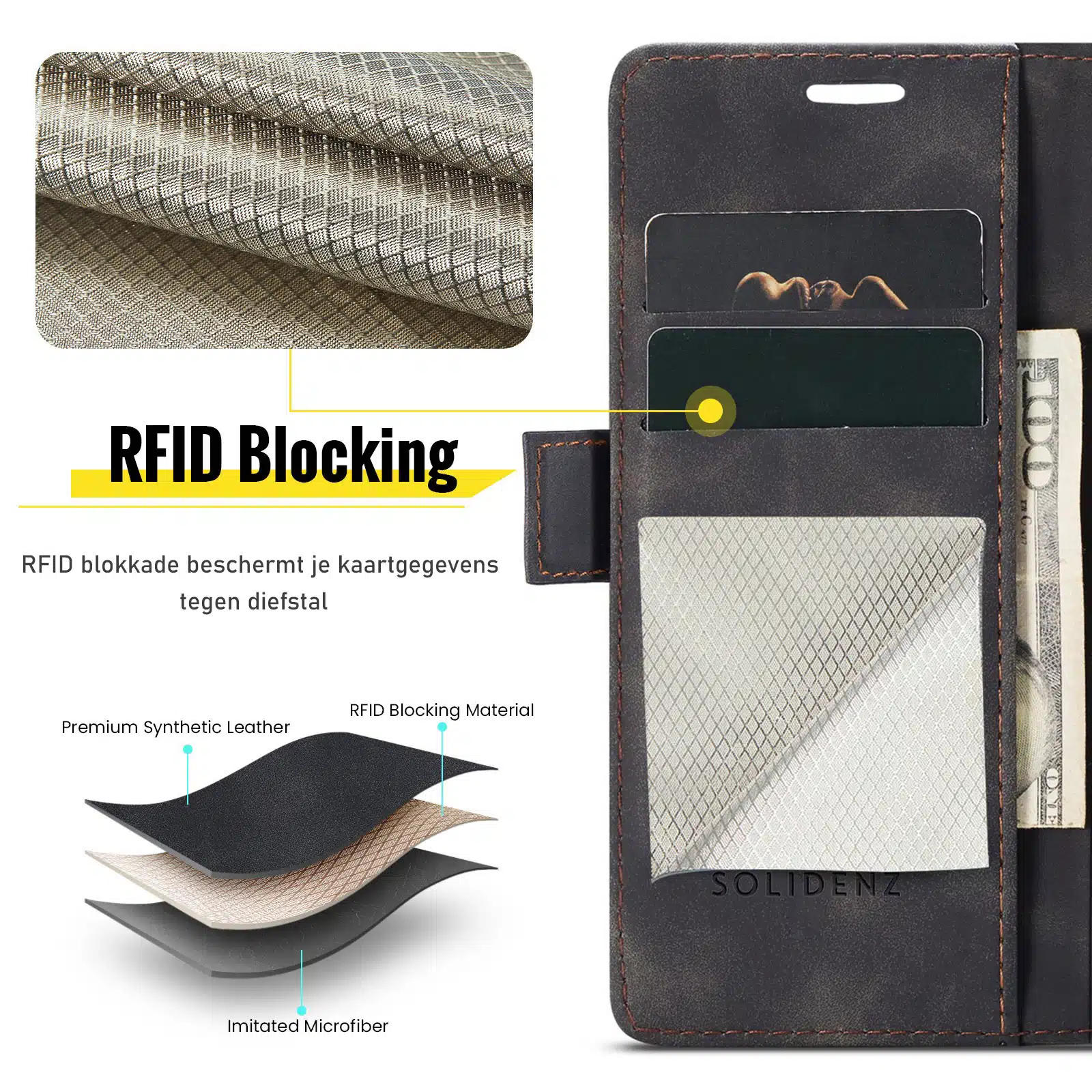 Solidenz Urban Book Samsung Galaxy S26 Plus hoesje – Zwart - Afbeelding 9