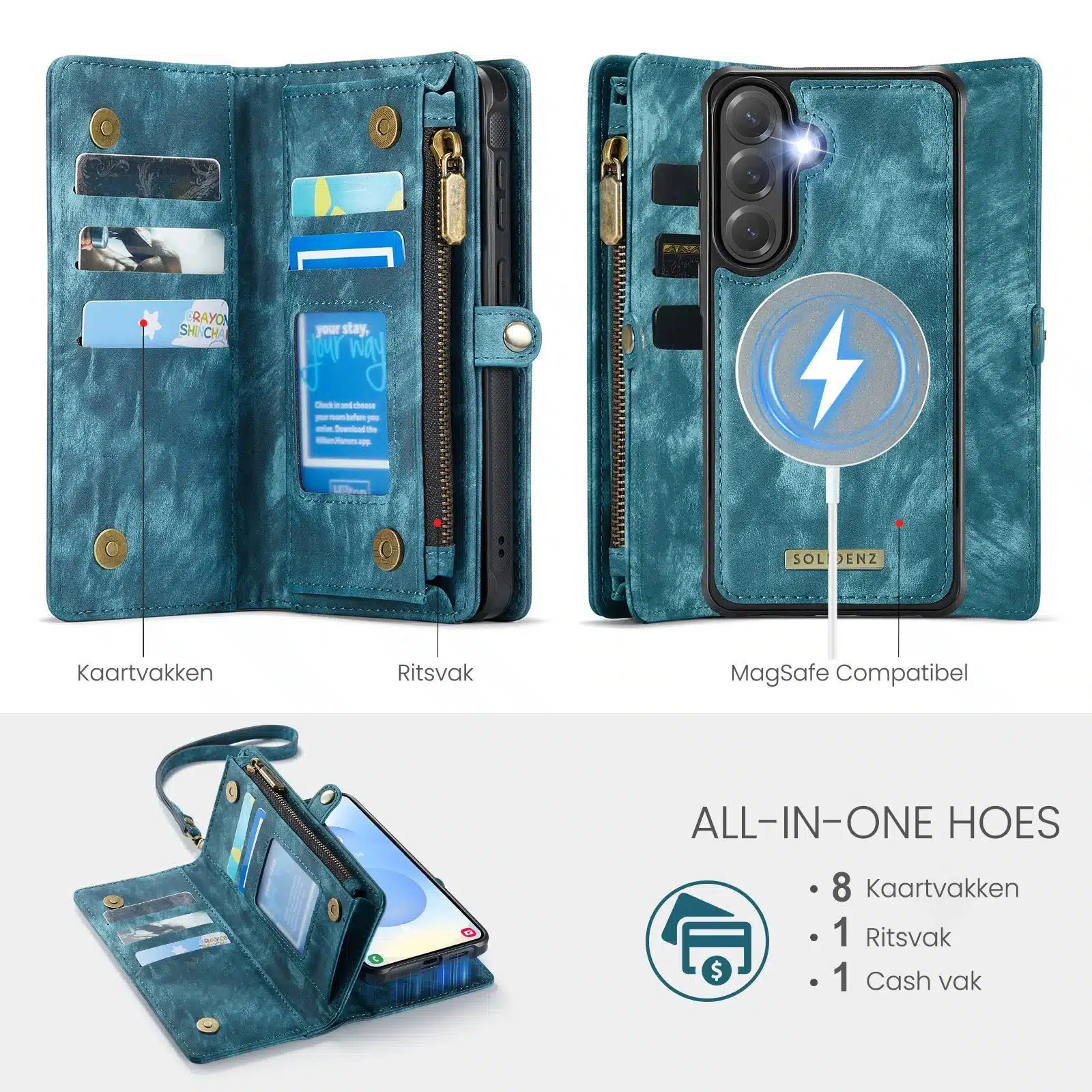 Solidenz Urban Wallet Samsung Galaxy S26 Plus hoesje – Blauw - Afbeelding 4