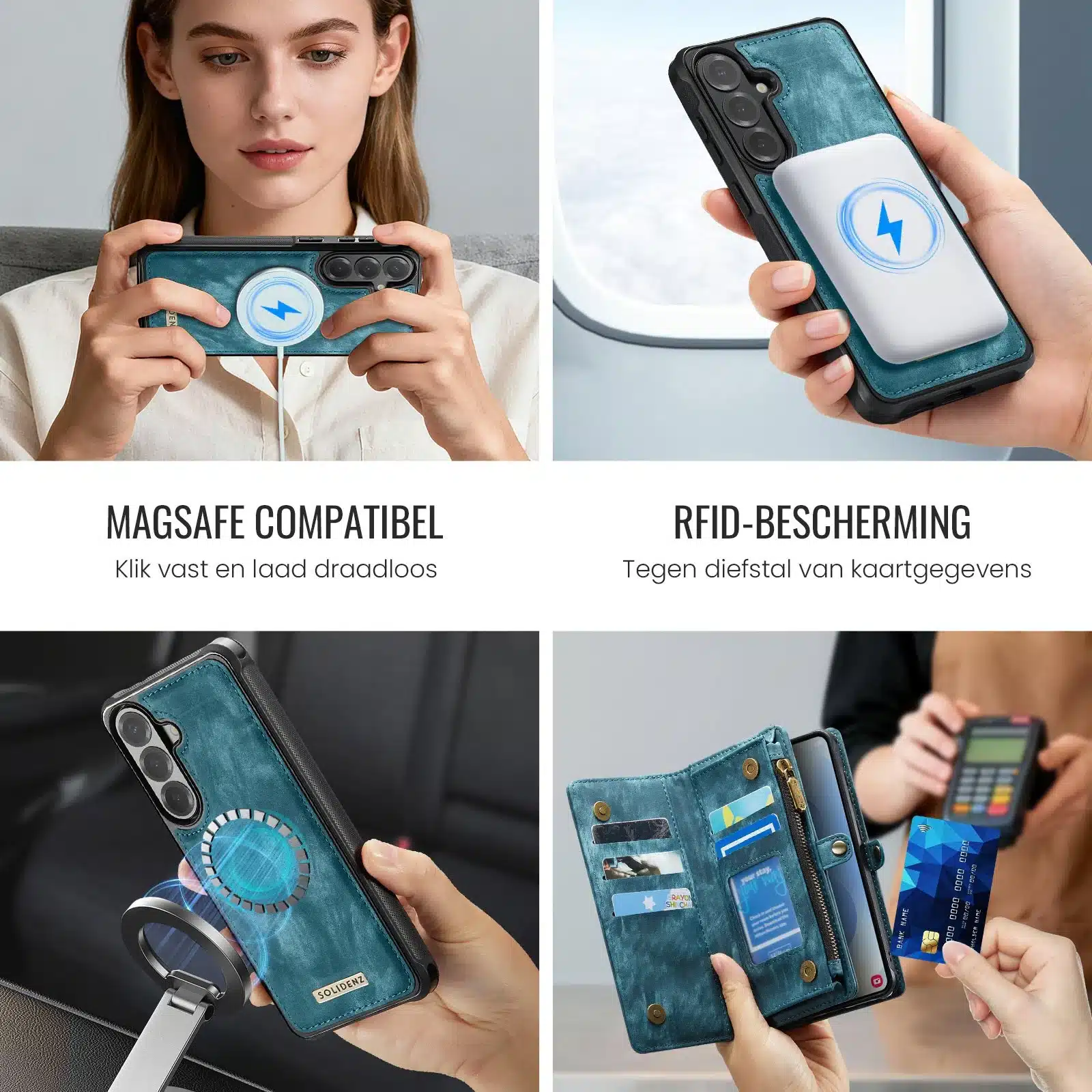 Solidenz Urban Wallet Samsung Galaxy S26 Plus hoesje – Blauw - Afbeelding 6