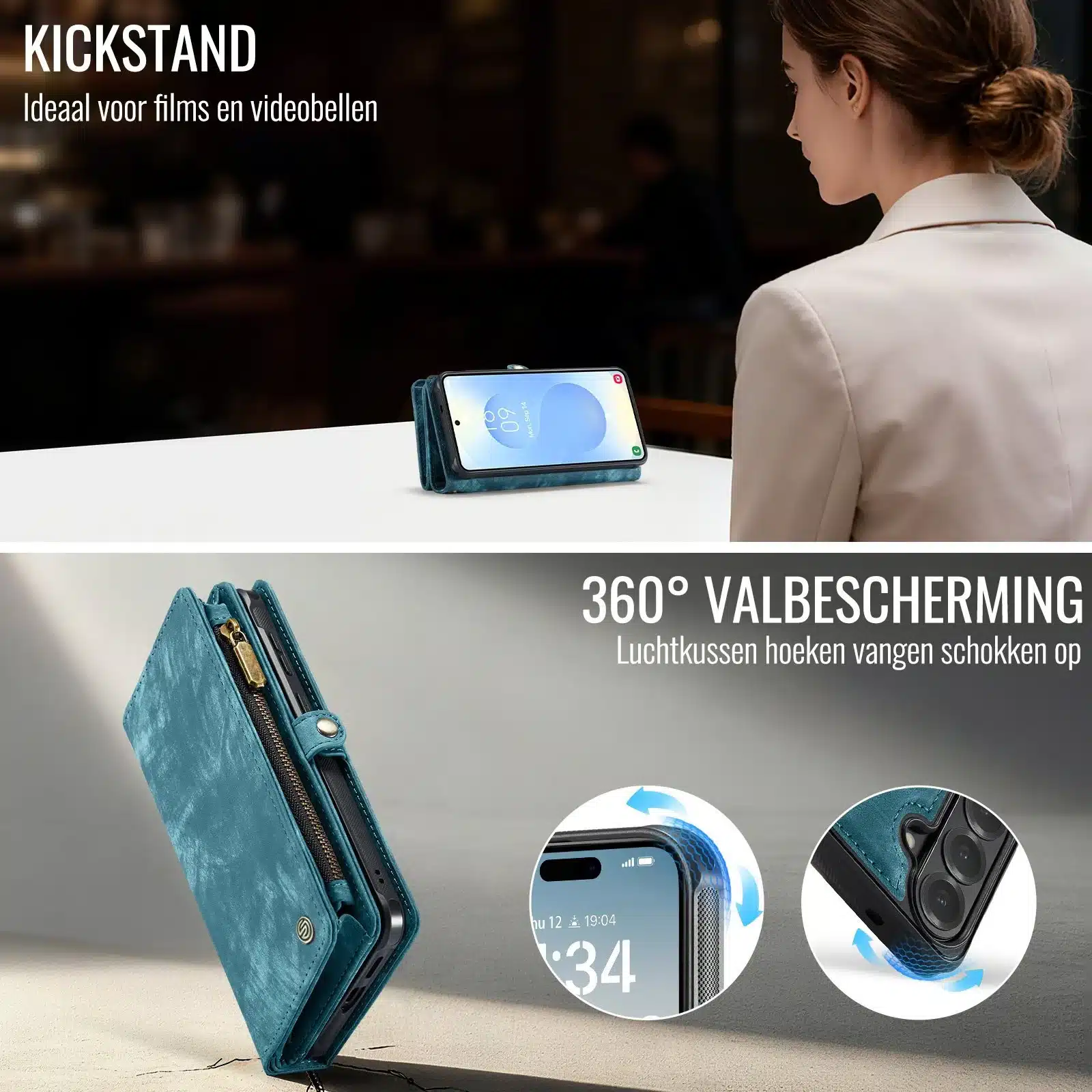 Solidenz Urban Wallet Samsung Galaxy S26 Plus hoesje – Blauw - Afbeelding 8