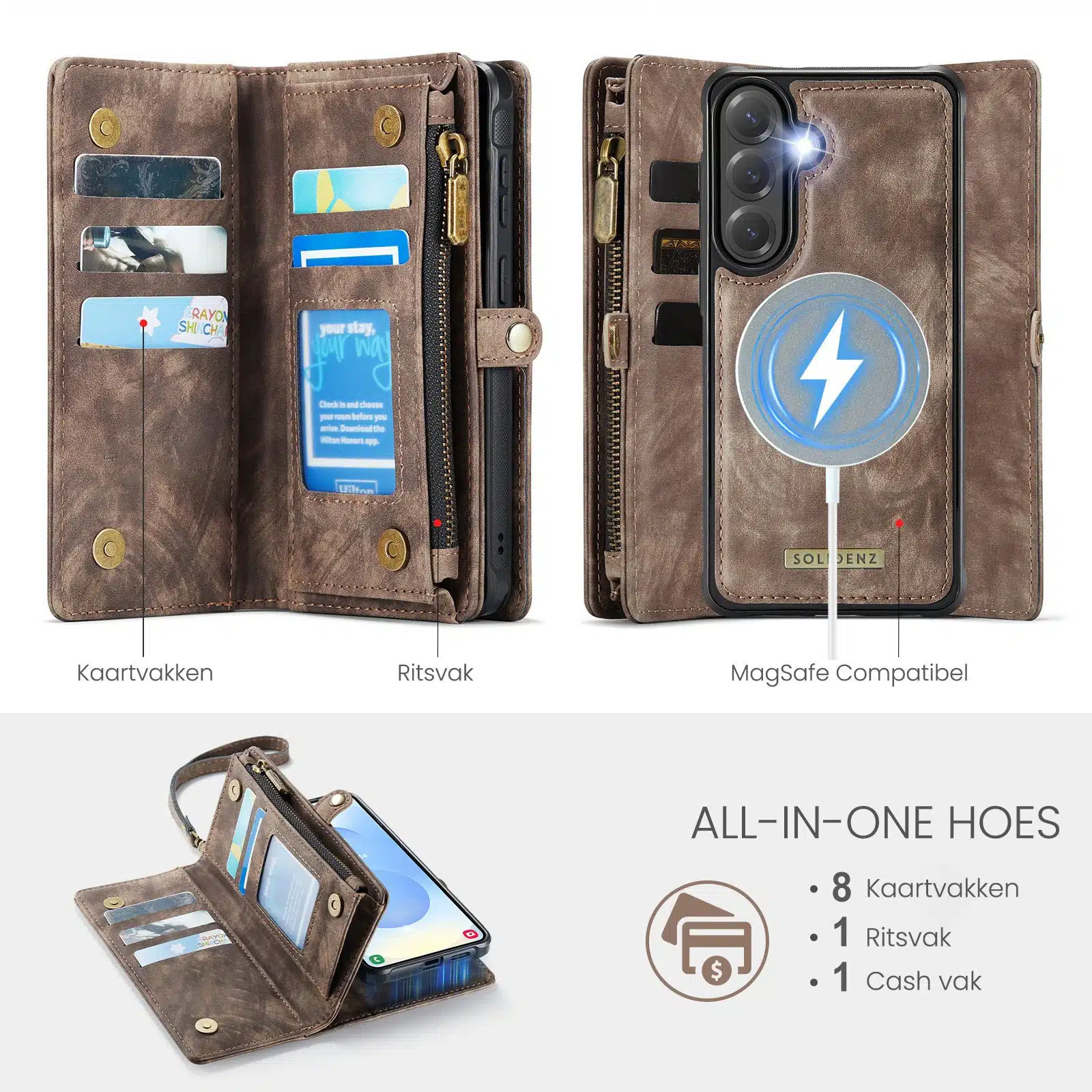 Solidenz Urban Wallet Samsung Galaxy S26 Plus hoesje – Bruin - Afbeelding 5