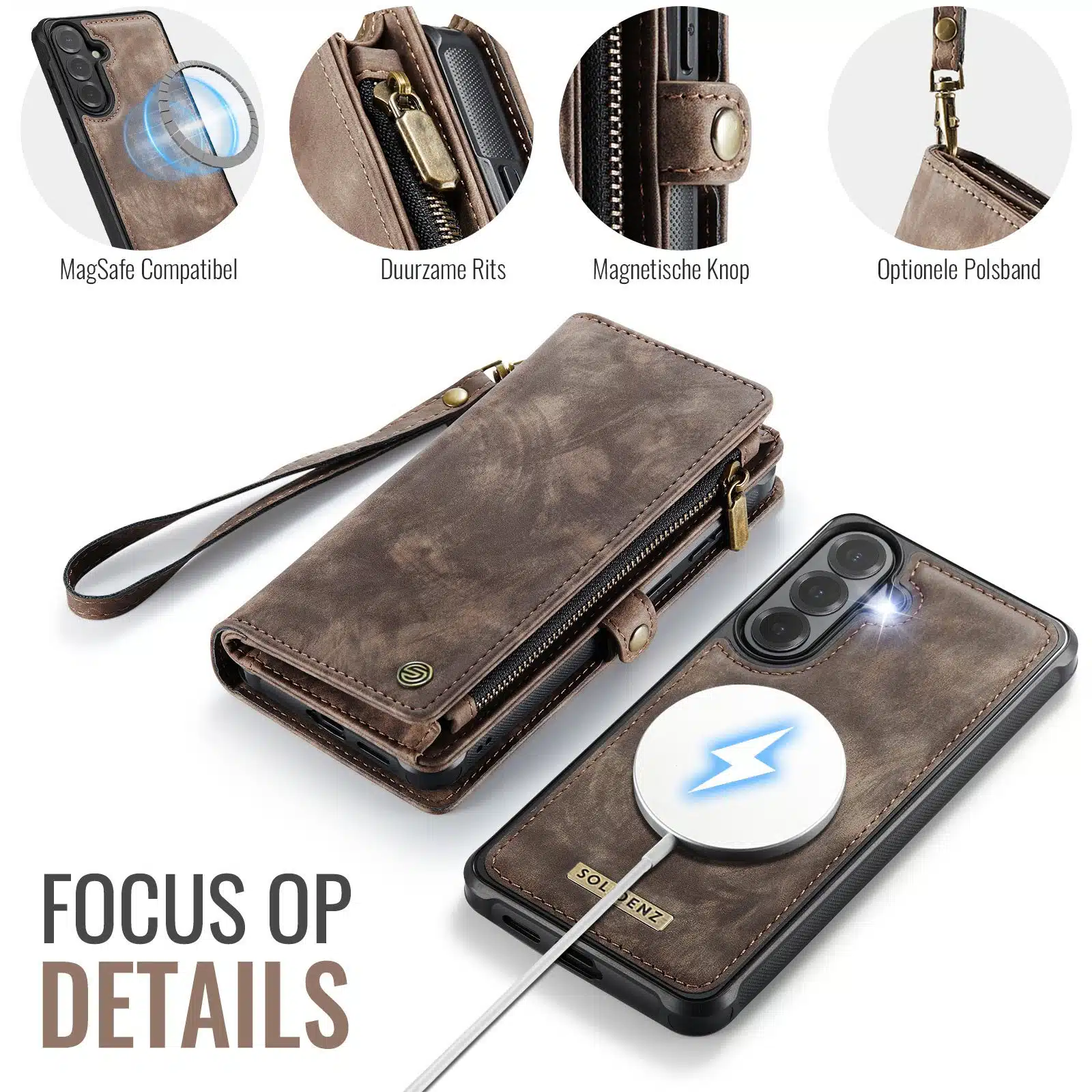 Solidenz Urban Wallet Samsung Galaxy S26 Plus hoesje – Bruin - Afbeelding 6