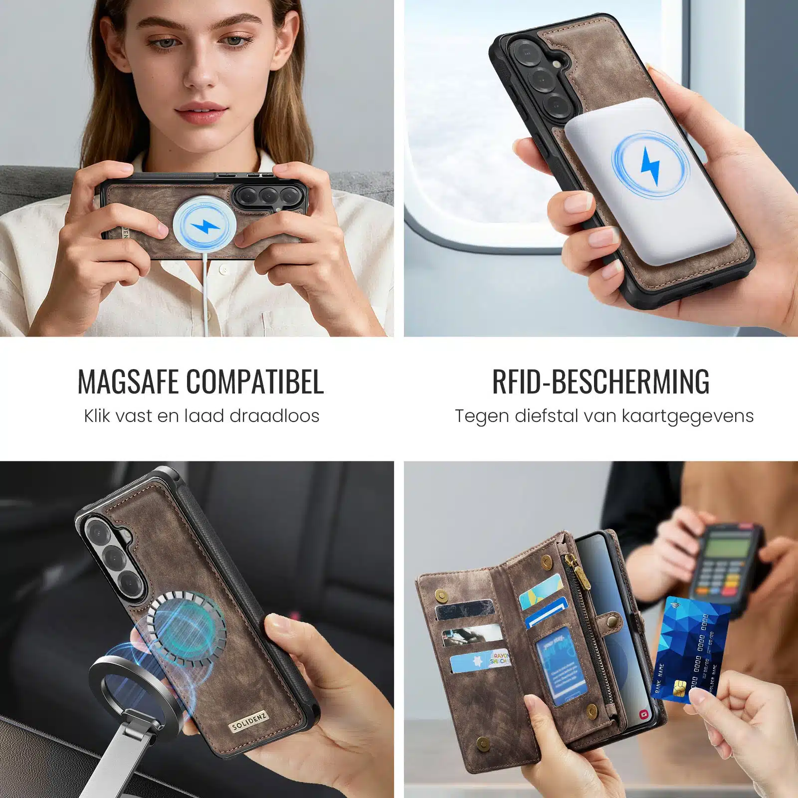 Solidenz Urban Wallet Samsung Galaxy S26 Plus hoesje – Bruin - Afbeelding 7