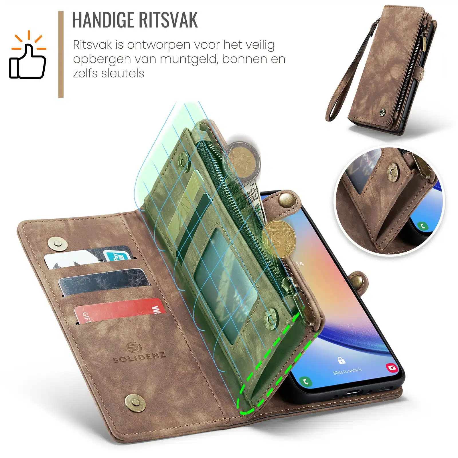 Solidenz Urban Wallet Samsung Galaxy S26 Plus hoesje – Bruin - Afbeelding 8