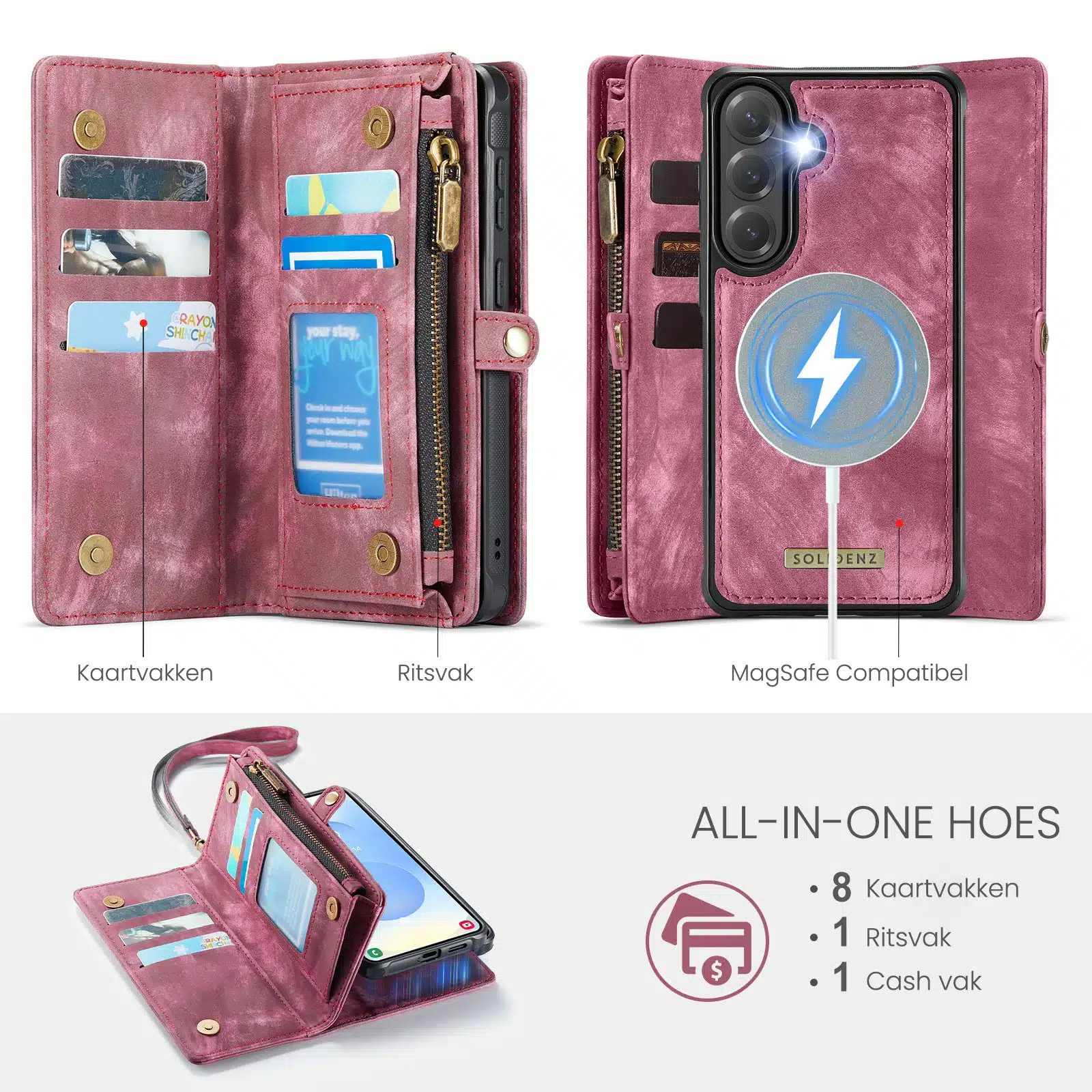 Solidenz Urban Wallet Samsung Galaxy S26 Plus hoesje – Rood - Afbeelding 10