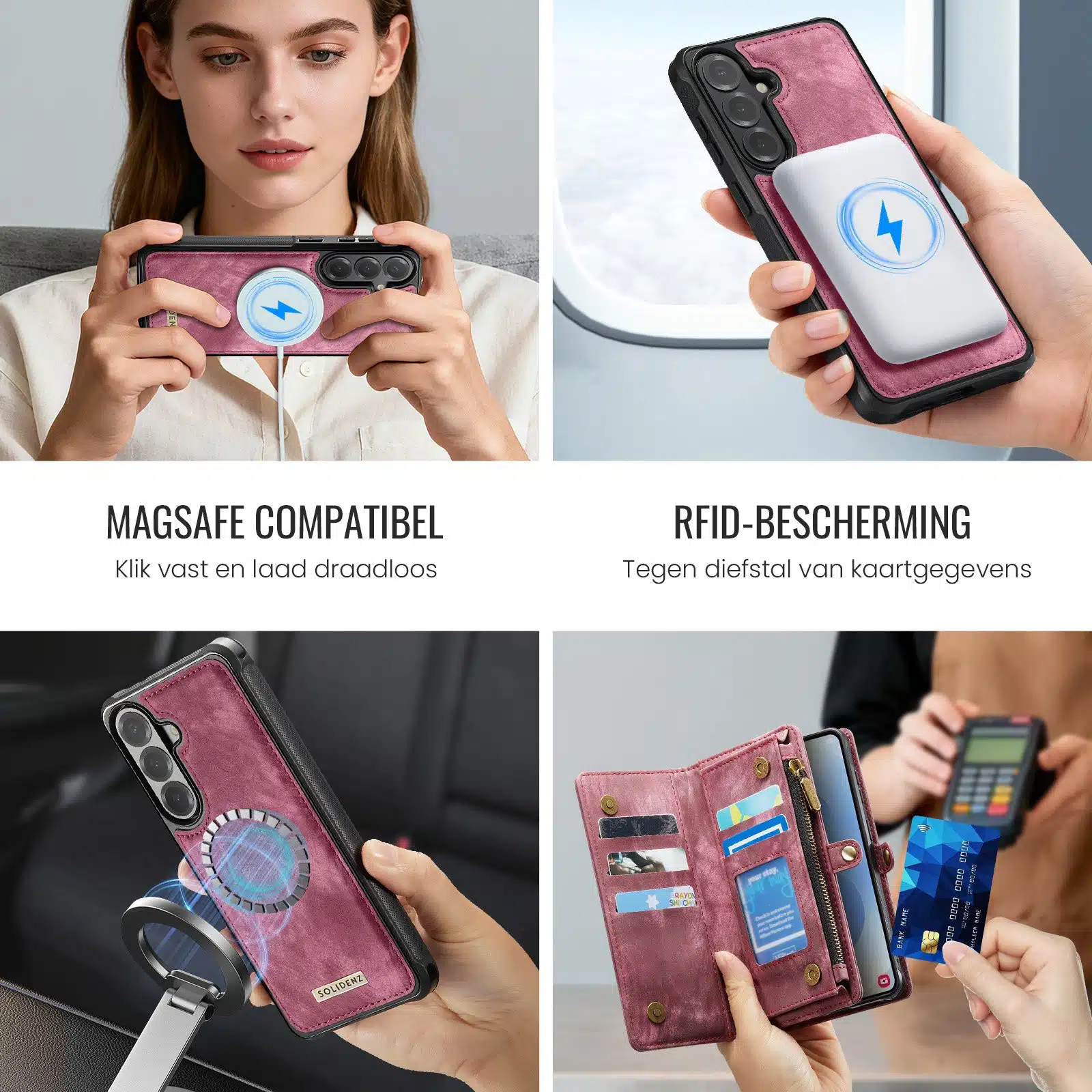 Solidenz Urban Wallet Samsung Galaxy S26 Plus hoesje – Rood - Afbeelding 2