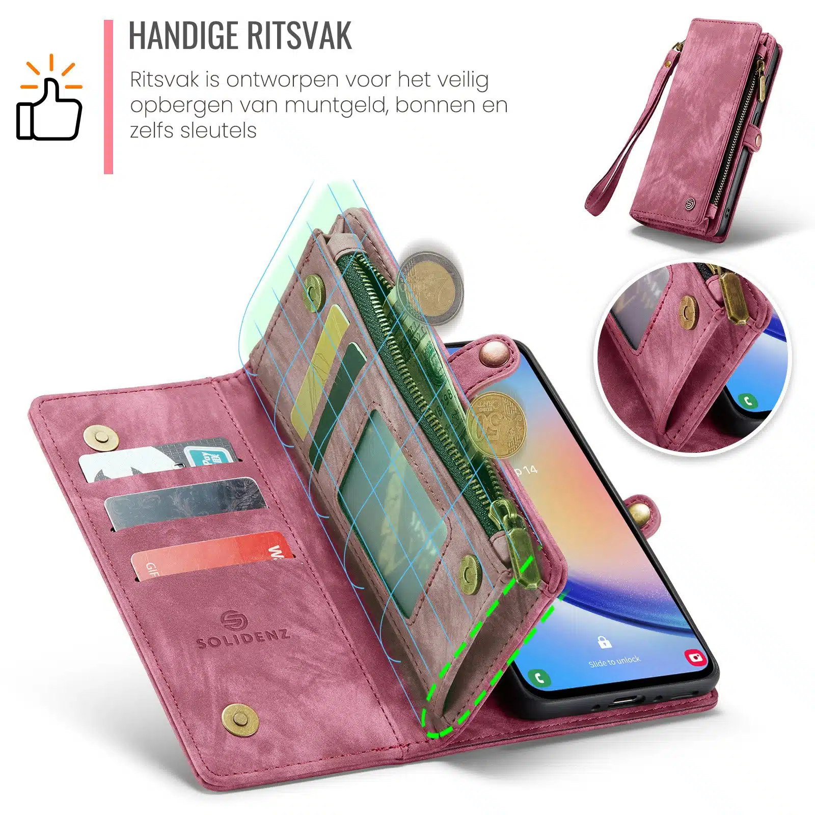 Solidenz Urban Wallet Samsung Galaxy S26 Plus hoesje – Rood - Afbeelding 3
