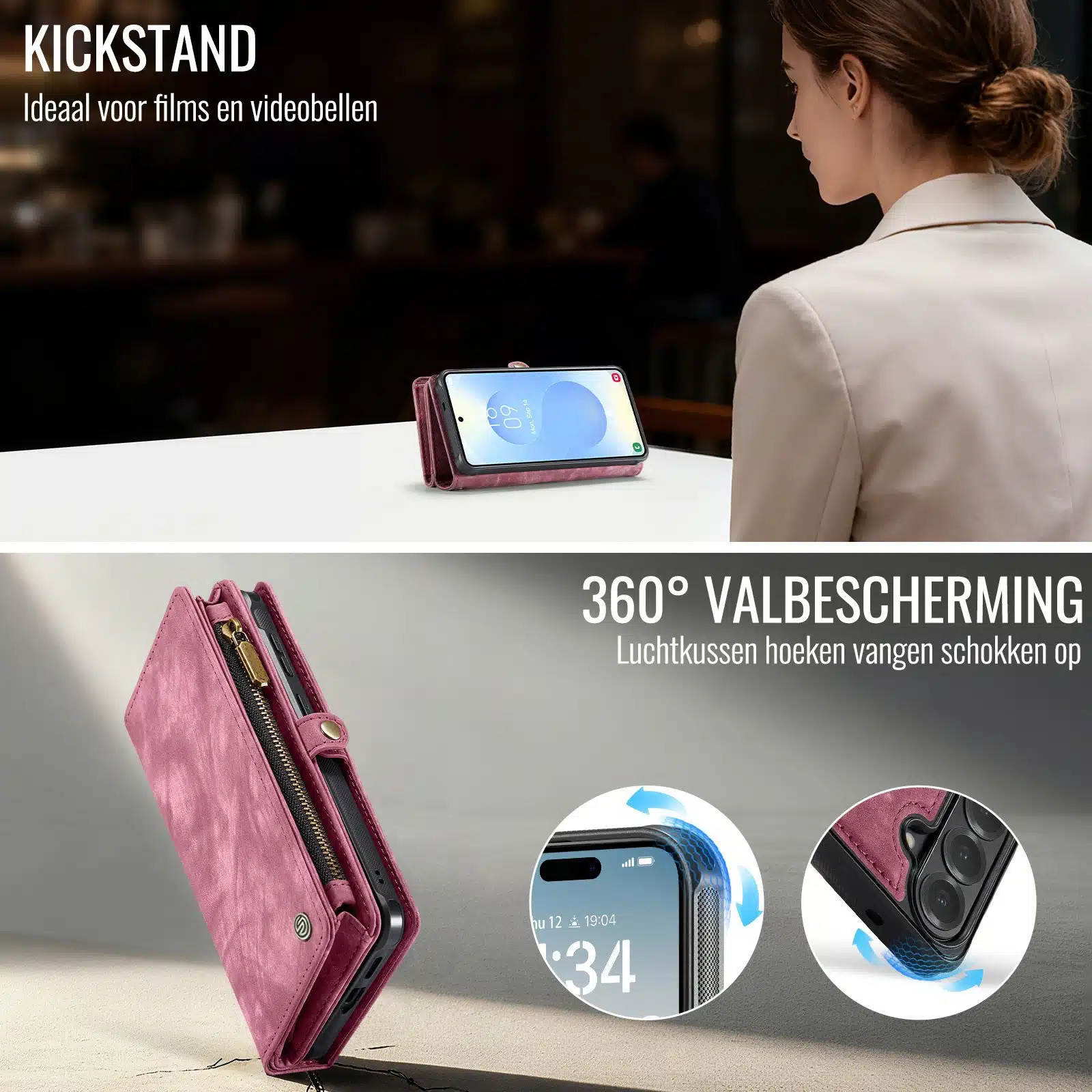 Solidenz Urban Wallet Samsung Galaxy S26 Plus hoesje – Rood - Afbeelding 4