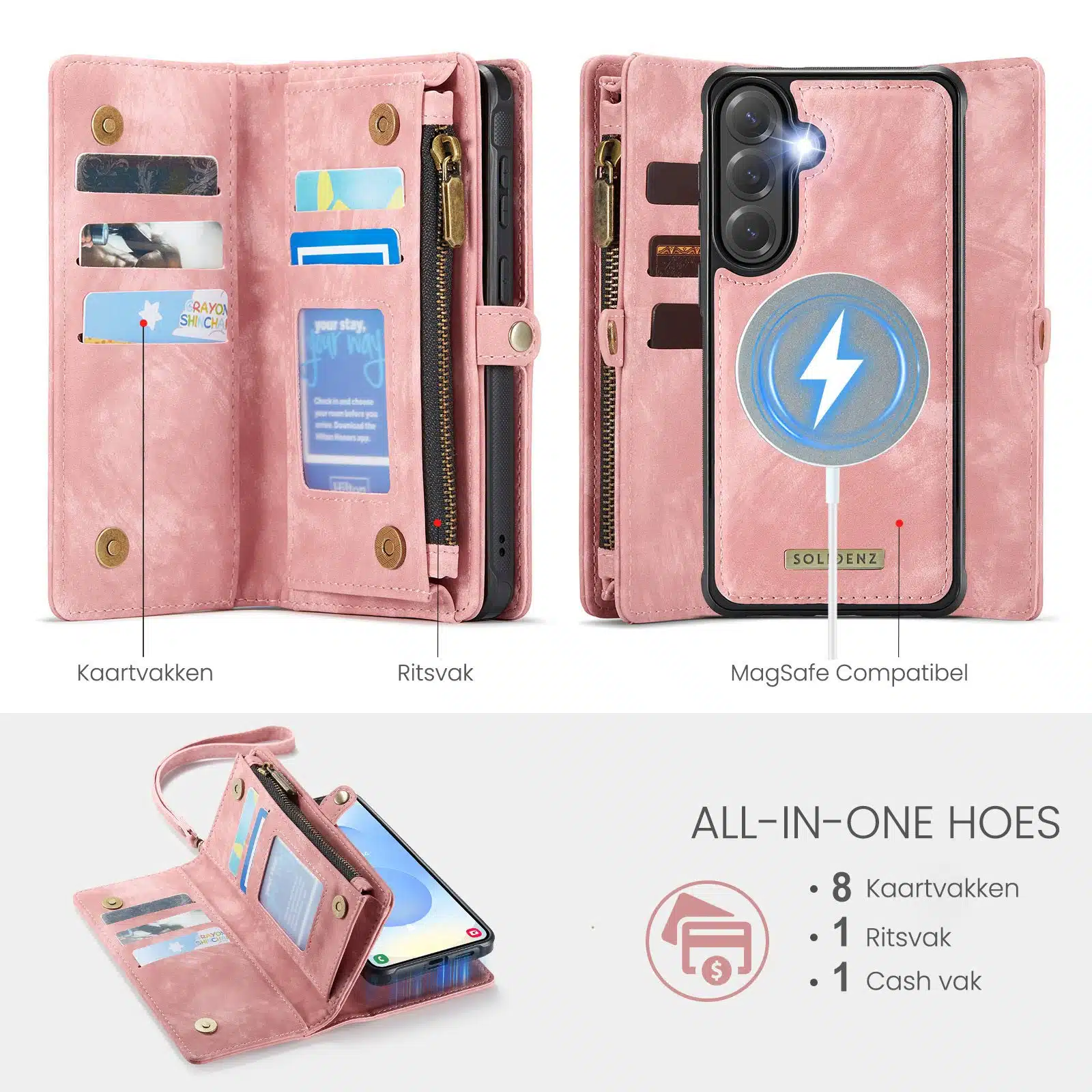 Solidenz Urban Wallet Samsung Galaxy S26 Plus hoesje – Roze - Afbeelding 4