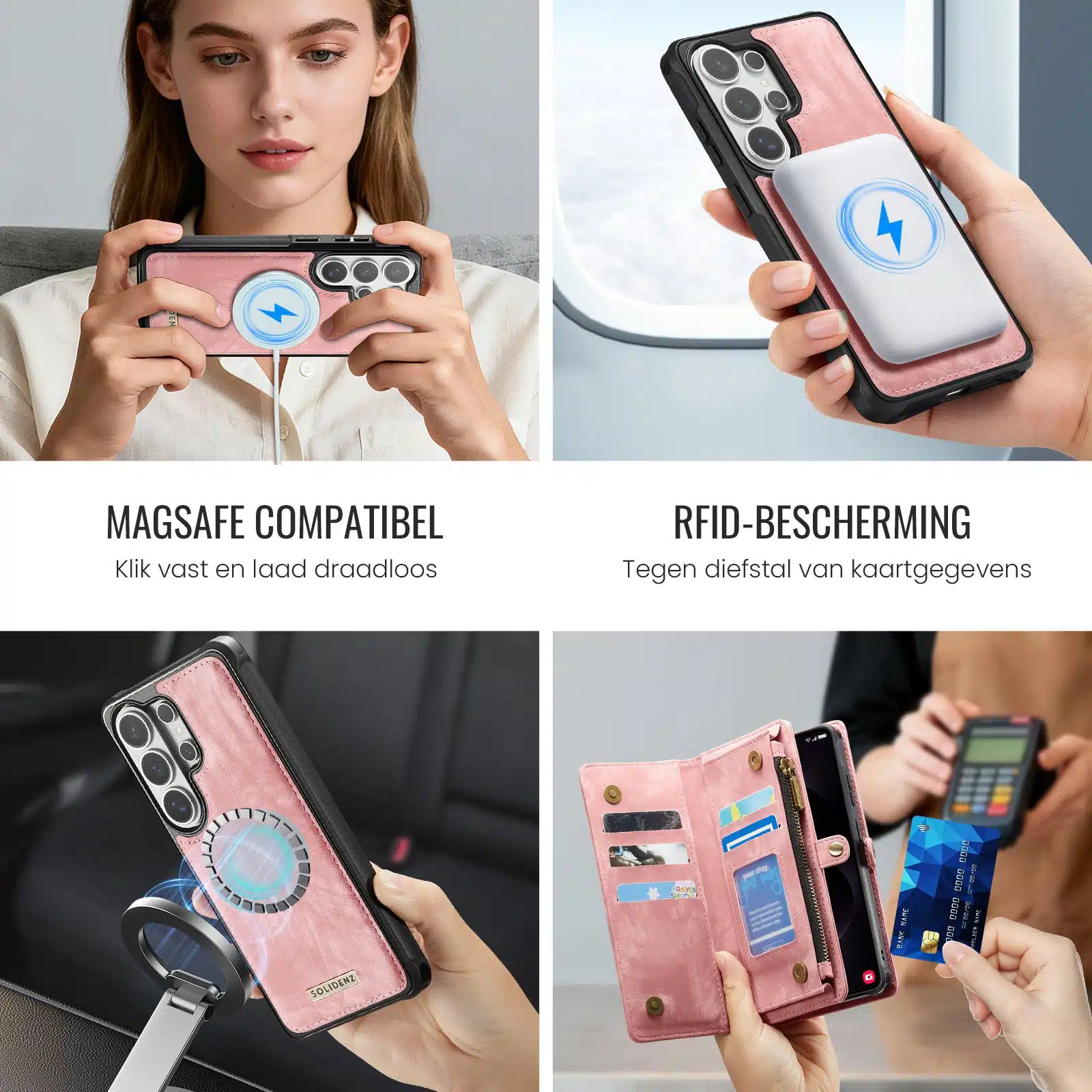 Solidenz Urban Wallet Samsung Galaxy S26 Plus hoesje – Roze - Afbeelding 6