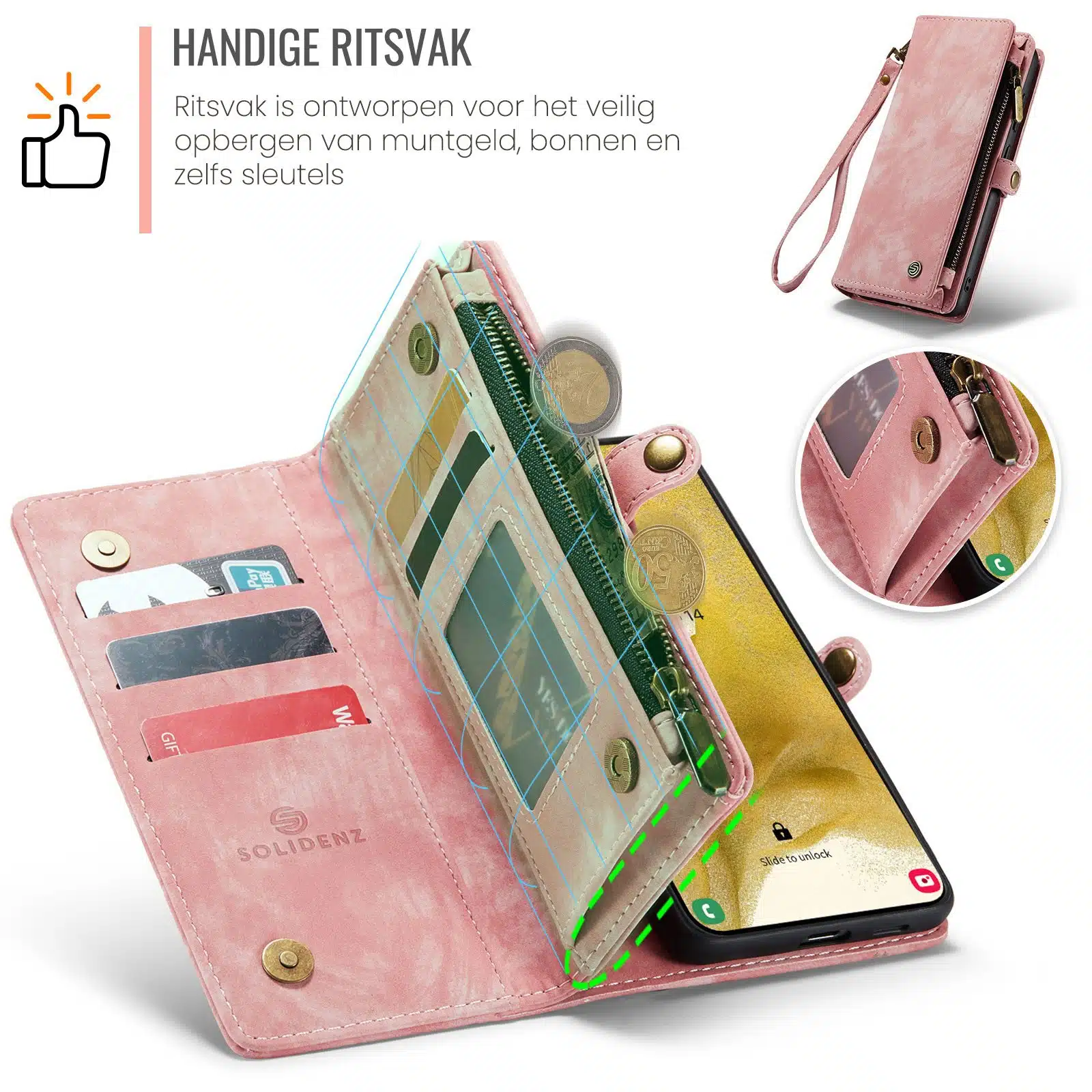 Solidenz Urban Wallet Samsung Galaxy S26 Plus hoesje – Roze - Afbeelding 7