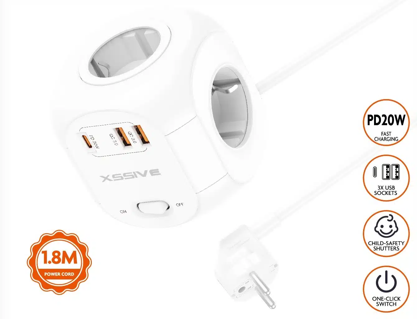 Xssive 20W Power Socket PD&QC3.0 – XSS-SOCKET5 - Afbeelding 1