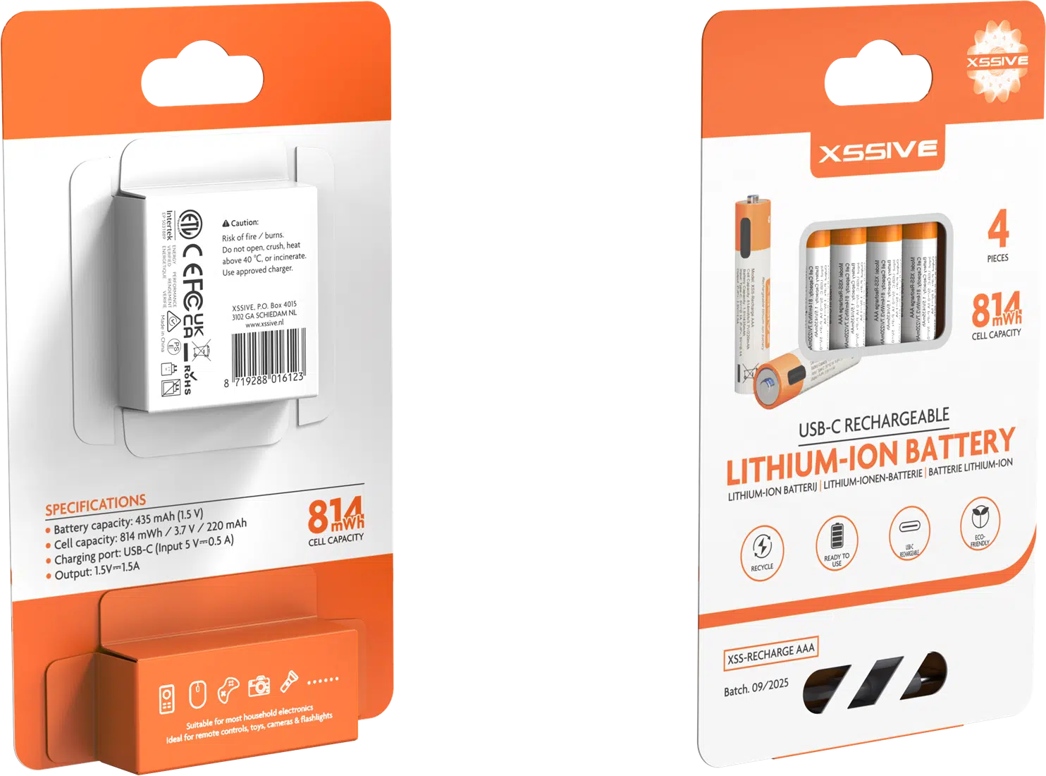 Xssive USB-C Oplaadbare Penlite AAA Batterijen – 4 Stuks - Afbeelding 3