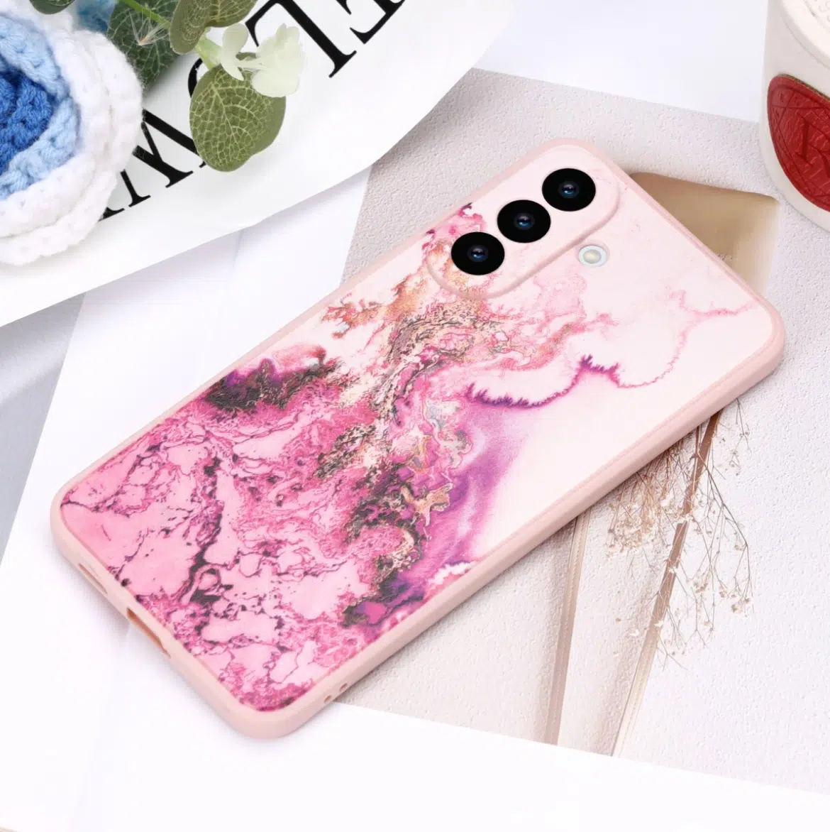 Cityhoesje Backcover geschikt voor Samsung A57 – Print Marmer Paars - Afbeelding 2